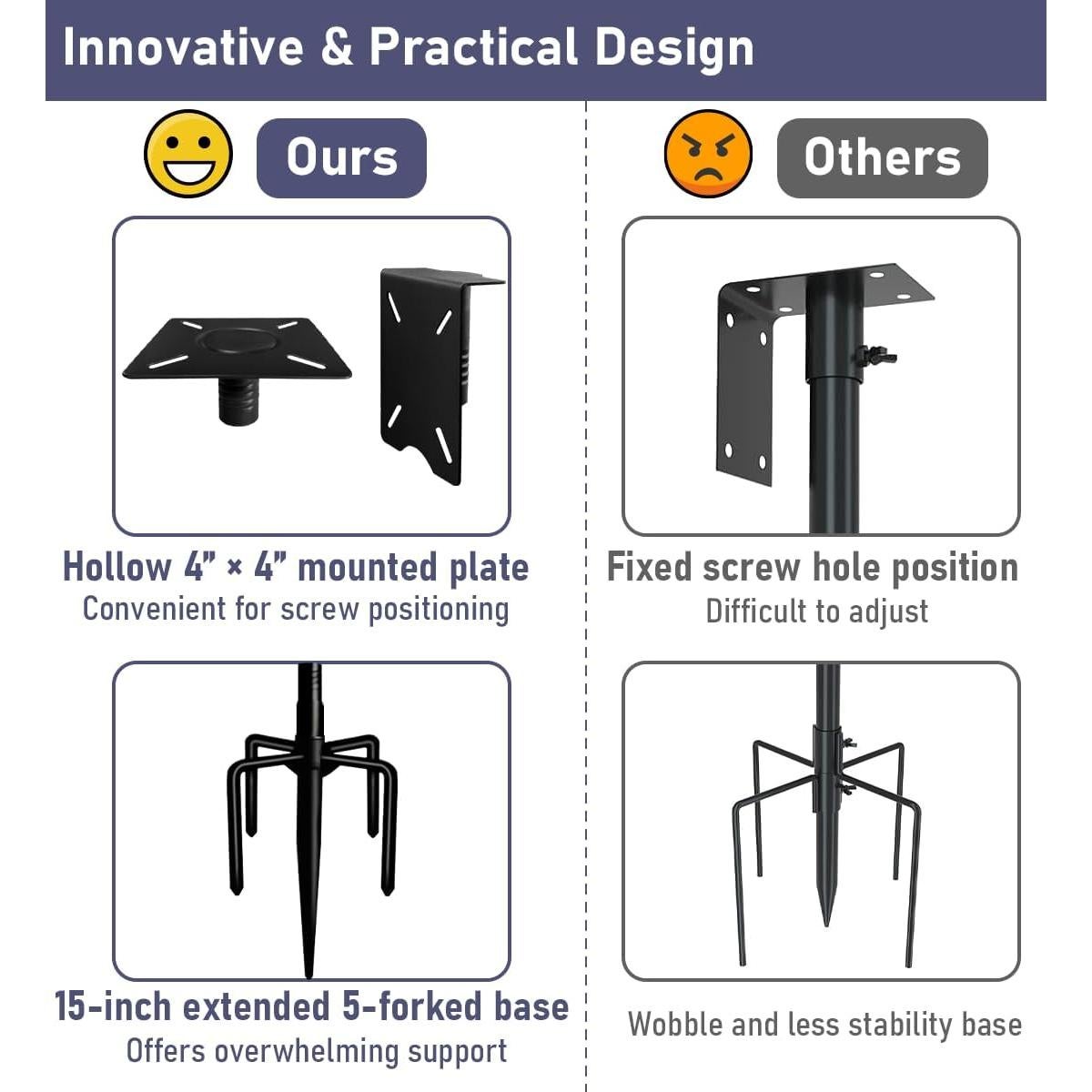 Soporte para Comederos de Aves Ansionsol 1.91m Ajustable Negro