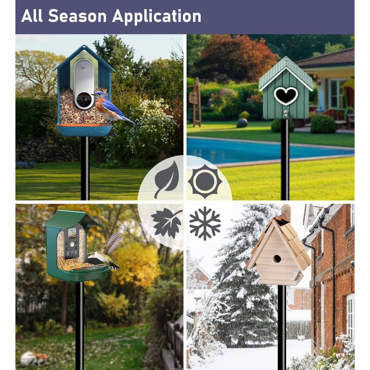 Soporte para Comederos de Aves Ansionsol 1.91m Ajustable Negro