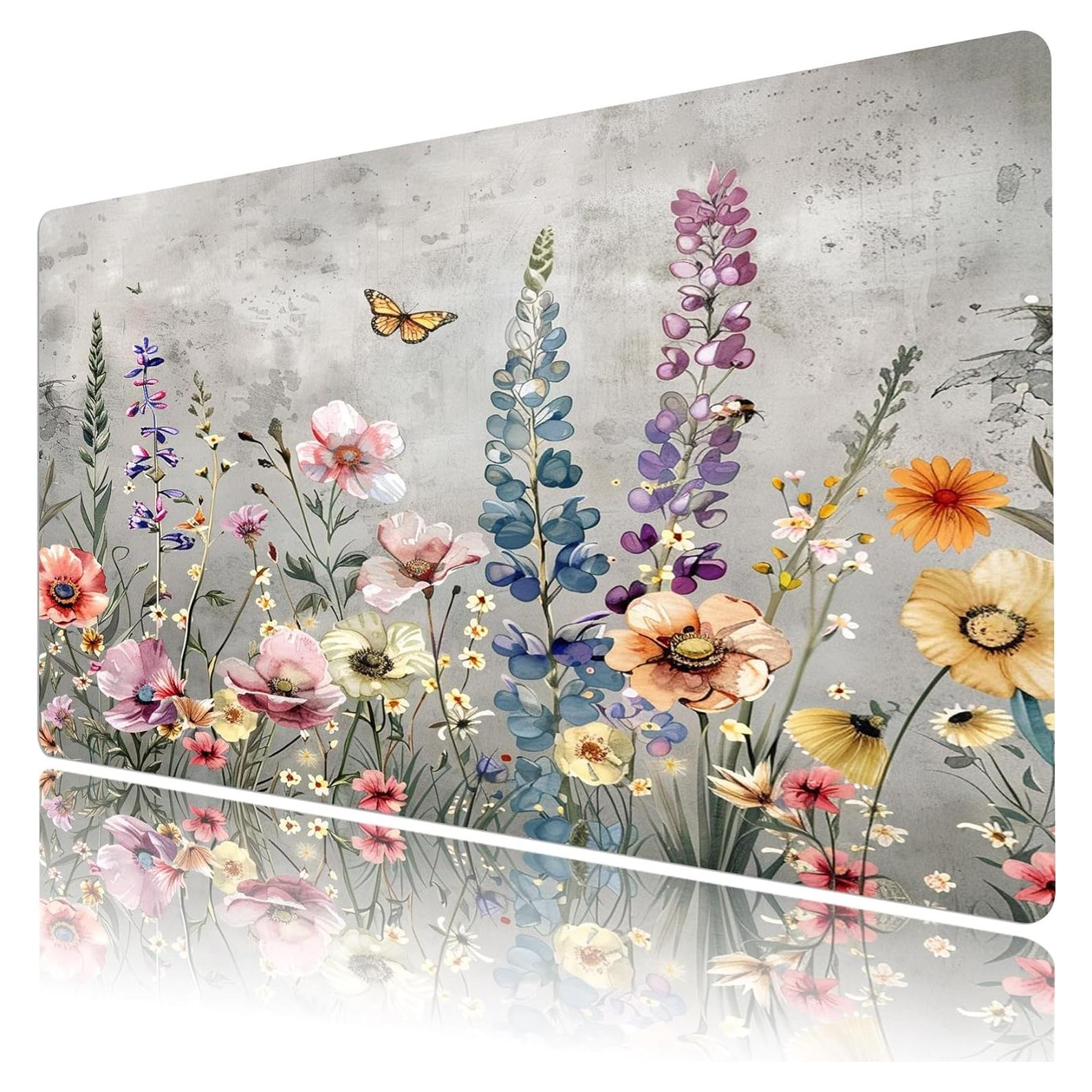 Alfombrilla de Escritorio XL LB Floral Rosa 80x40cm Antideslizante