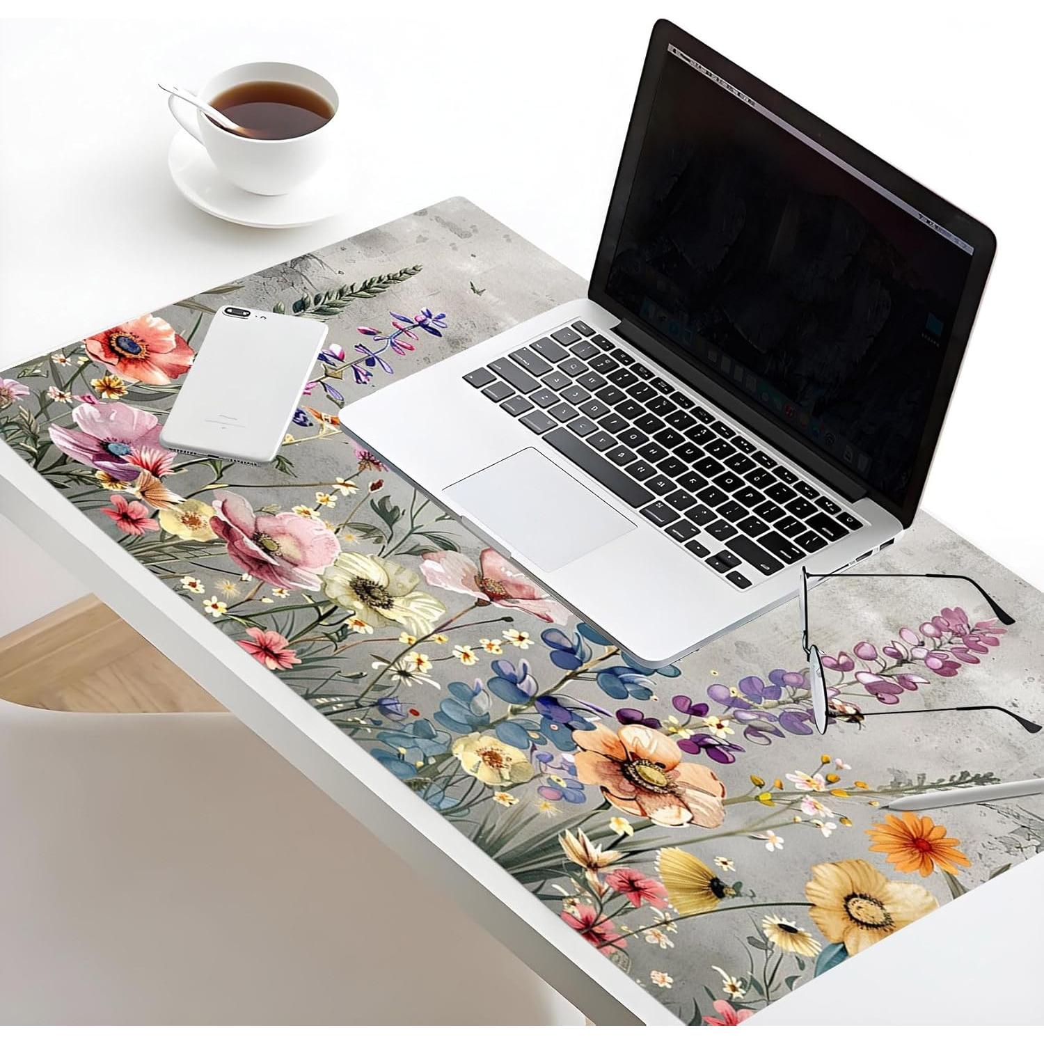 Alfombrilla de Escritorio XL LB Floral Rosa 80x40cm Antideslizante