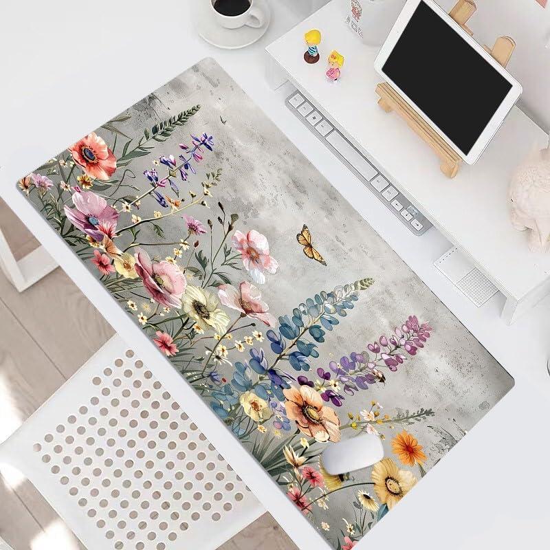 Alfombrilla de Escritorio XL LB Floral Rosa 80x40cm Antideslizante