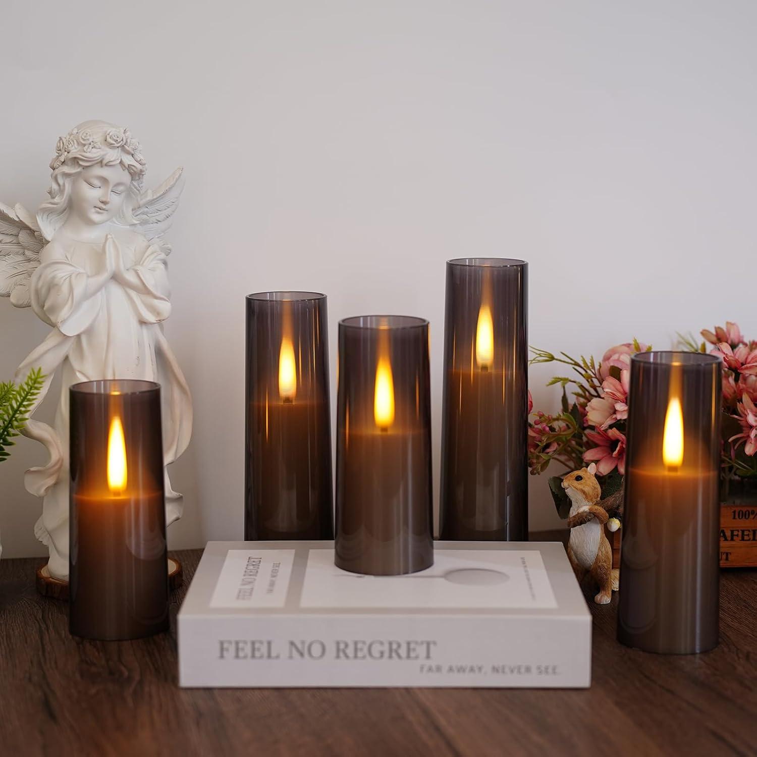 Set de 5 Velas LED Sin Llama JINYANIA con Control Remoto