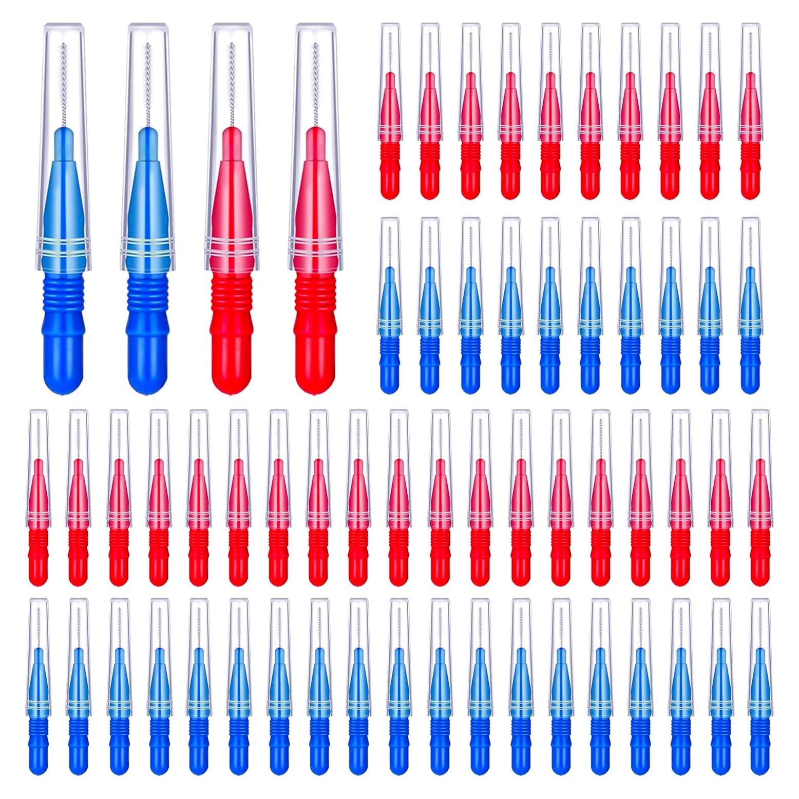 Cepillos Interdentales Desechables GOUWEIBA 100 Piezas Azul y Rojo