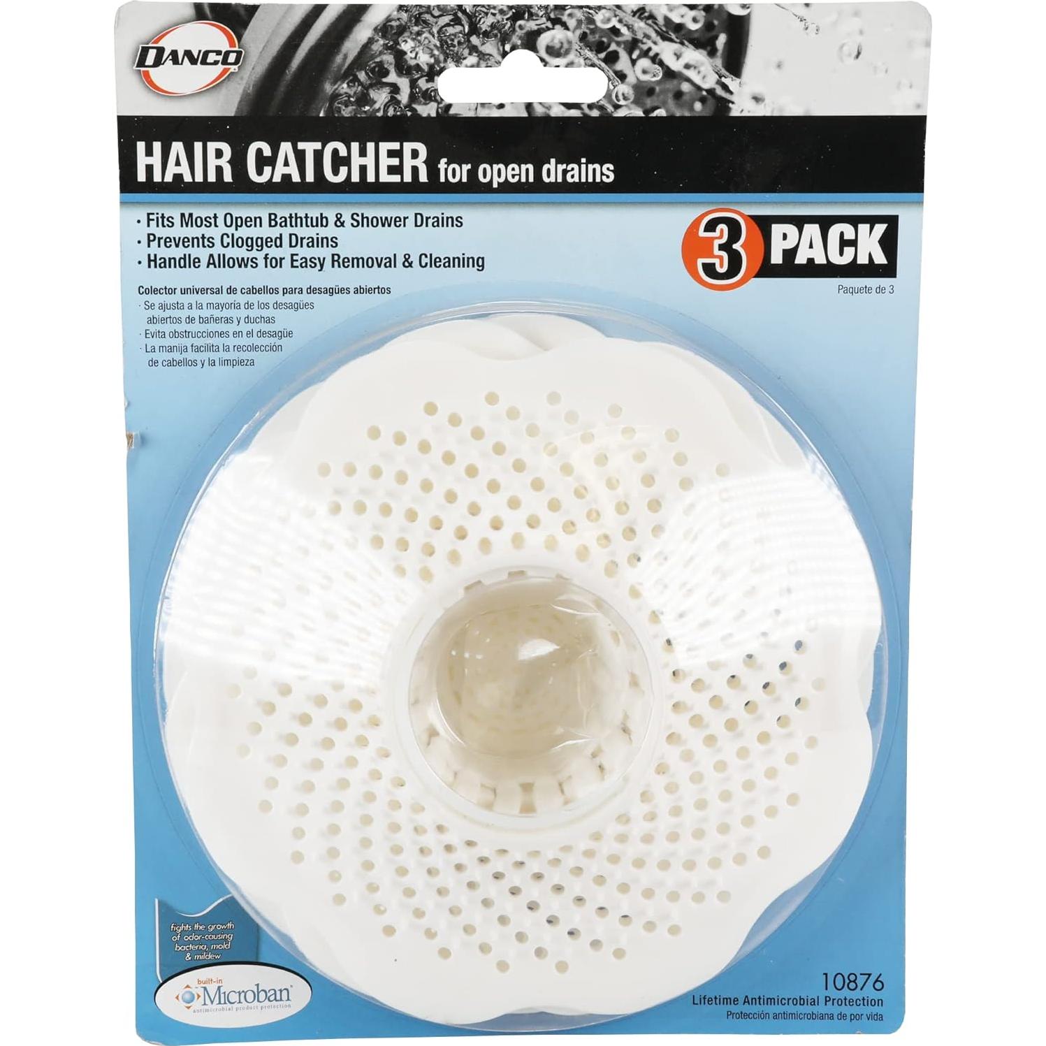 Danco Captador de Cabello para Drenaje de Bañera - Paquete de 3