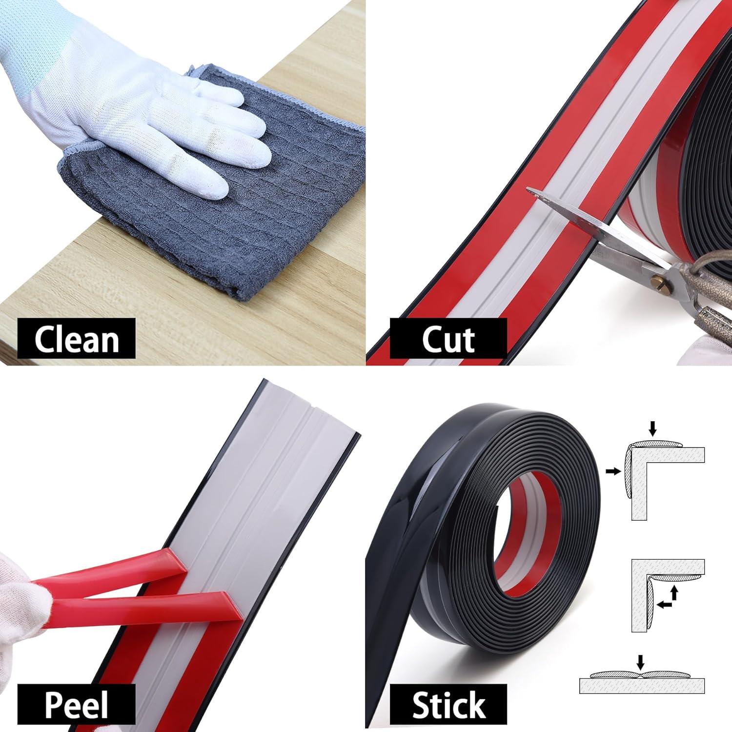 Moldura de Pared Trimold 5m x 2cm PVC Negro Brillante