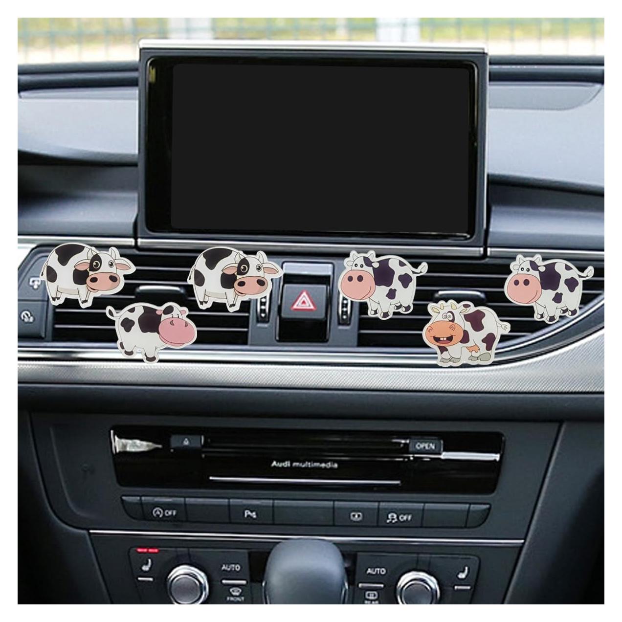 6 Clips de Ventilación de Aire LHDOS Vaca Caricatura 3.3x4.2cm