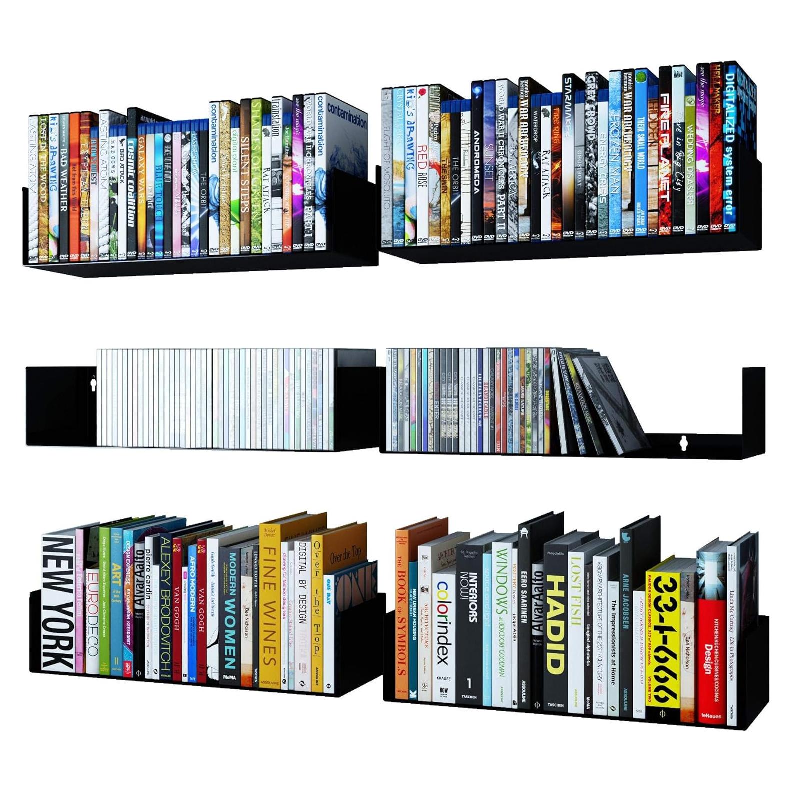 Estantes Flotantes en U Wallniture Bali Negros - Juego de 6