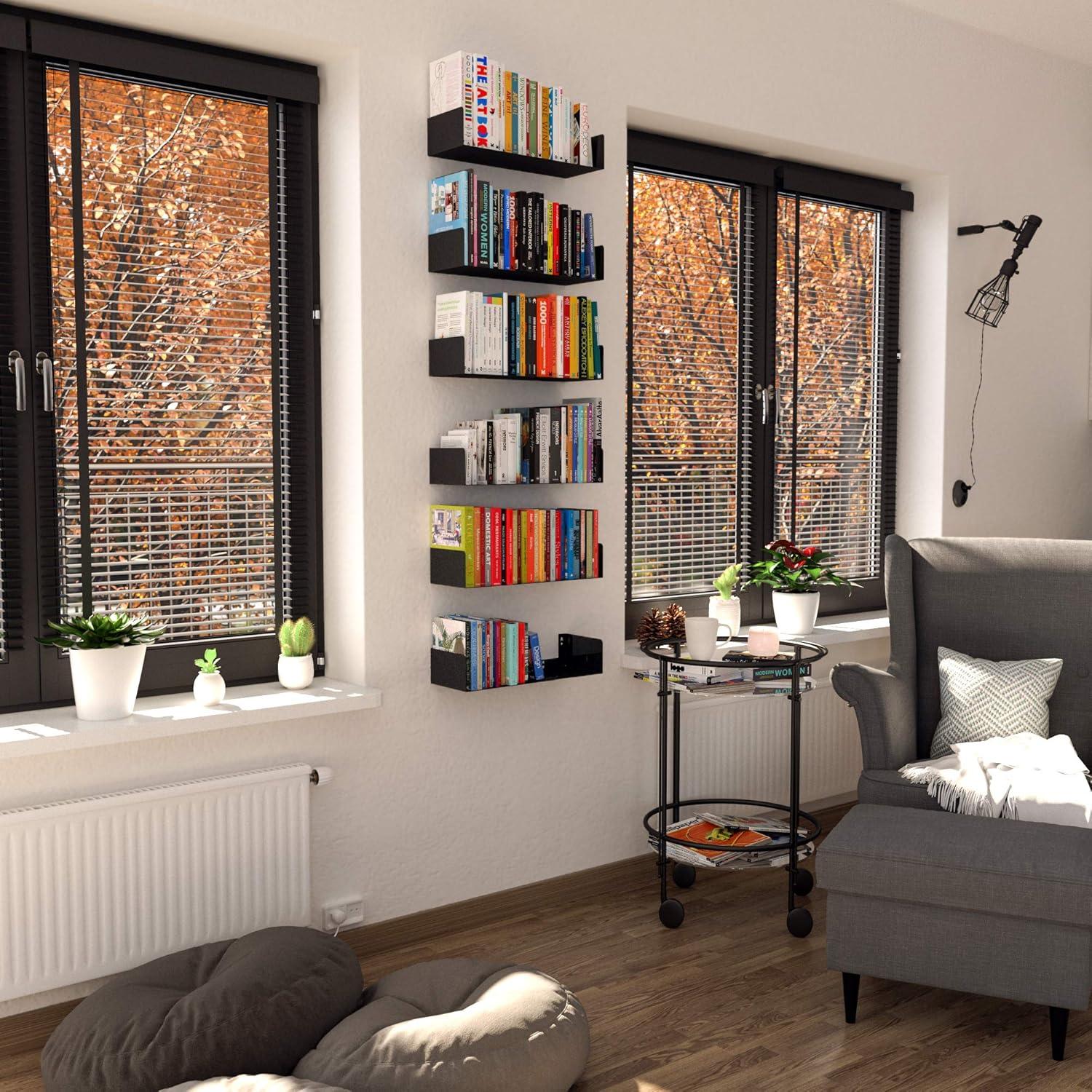 Estantes Flotantes en U Wallniture Bali Negros - Juego de 6