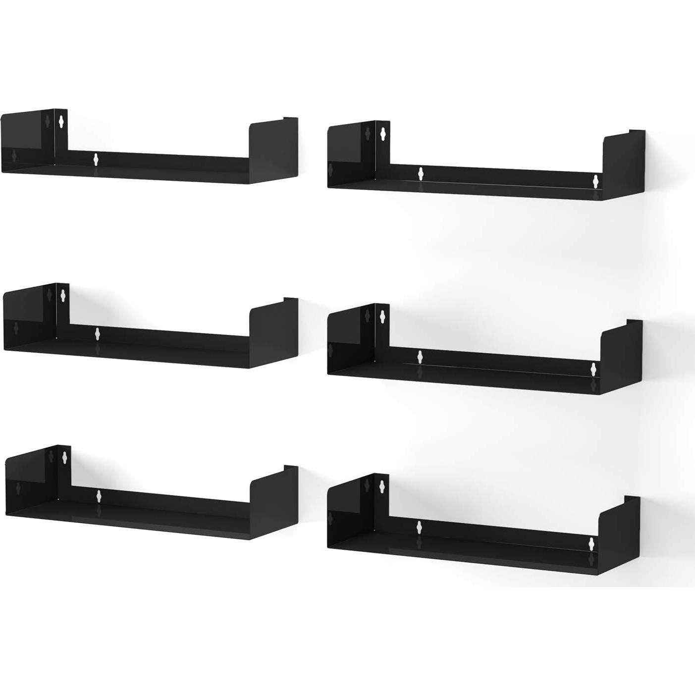 Estantes Flotantes en U Wallniture Bali Negros - Juego de 6
