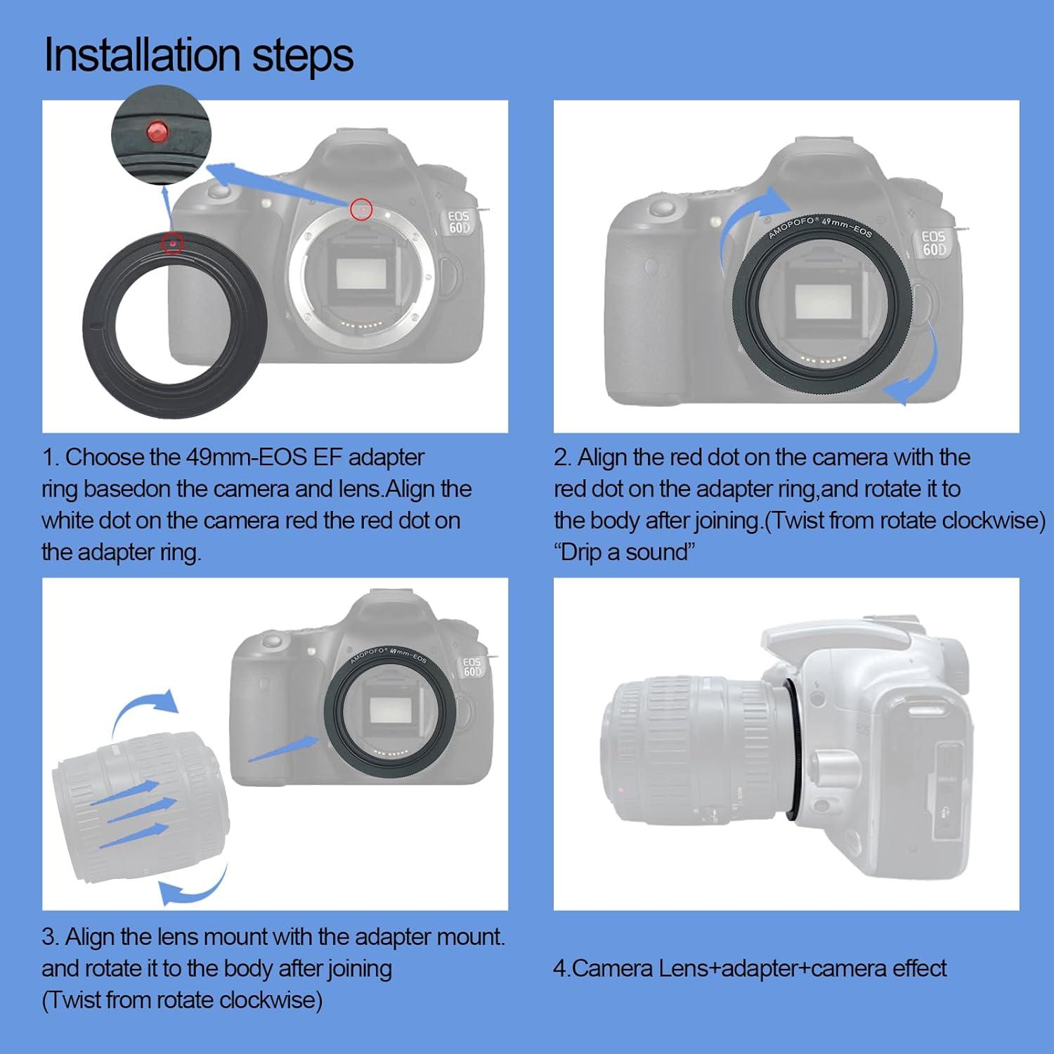 Anillo Inverso de Lente Macro 49mm SHEYOU para Canon DSLR