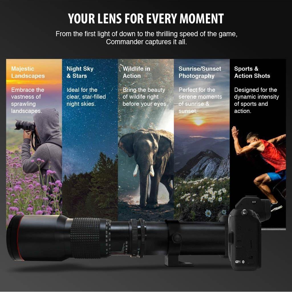 Lente Telefoto Zoom 500-1000mm Commander para Canon EF-M