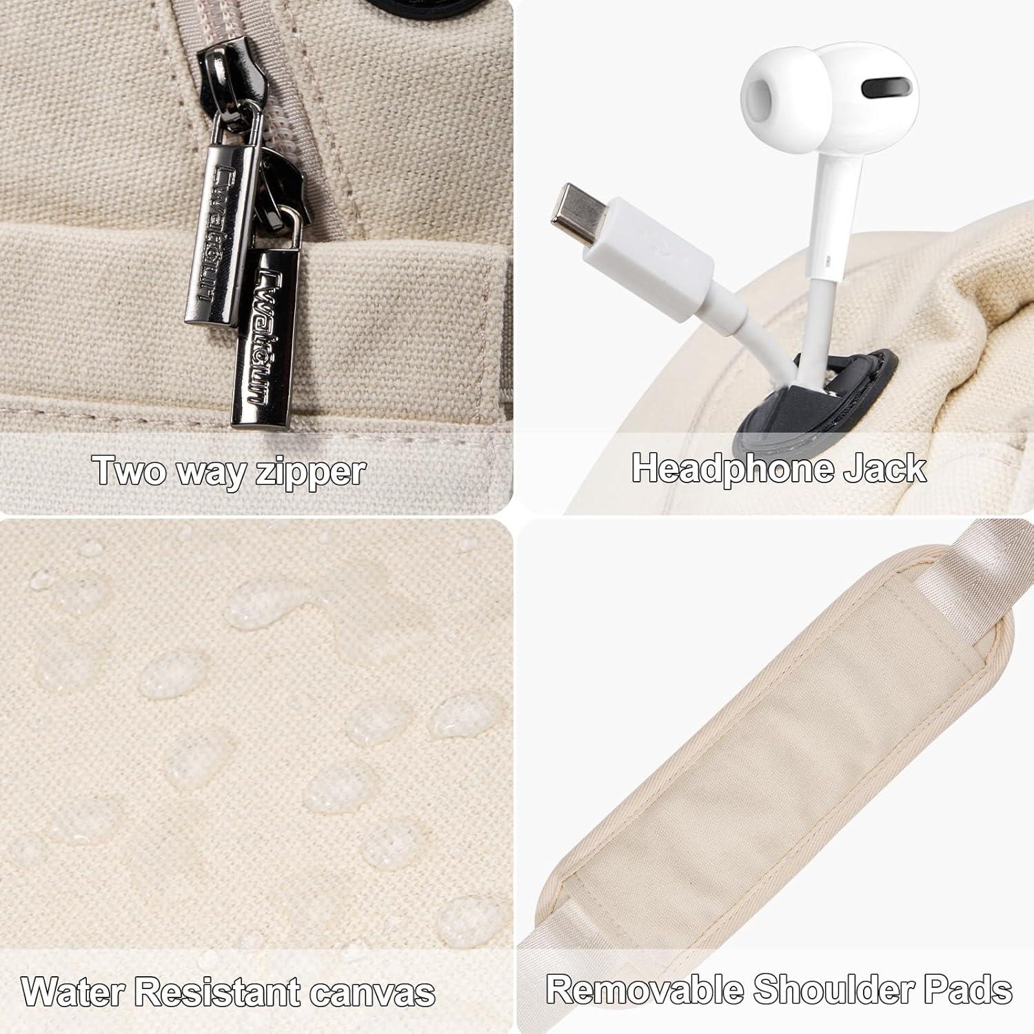 Bolsa de cámara Cwatcun Crossbody Beige para DSLR y sin espejo