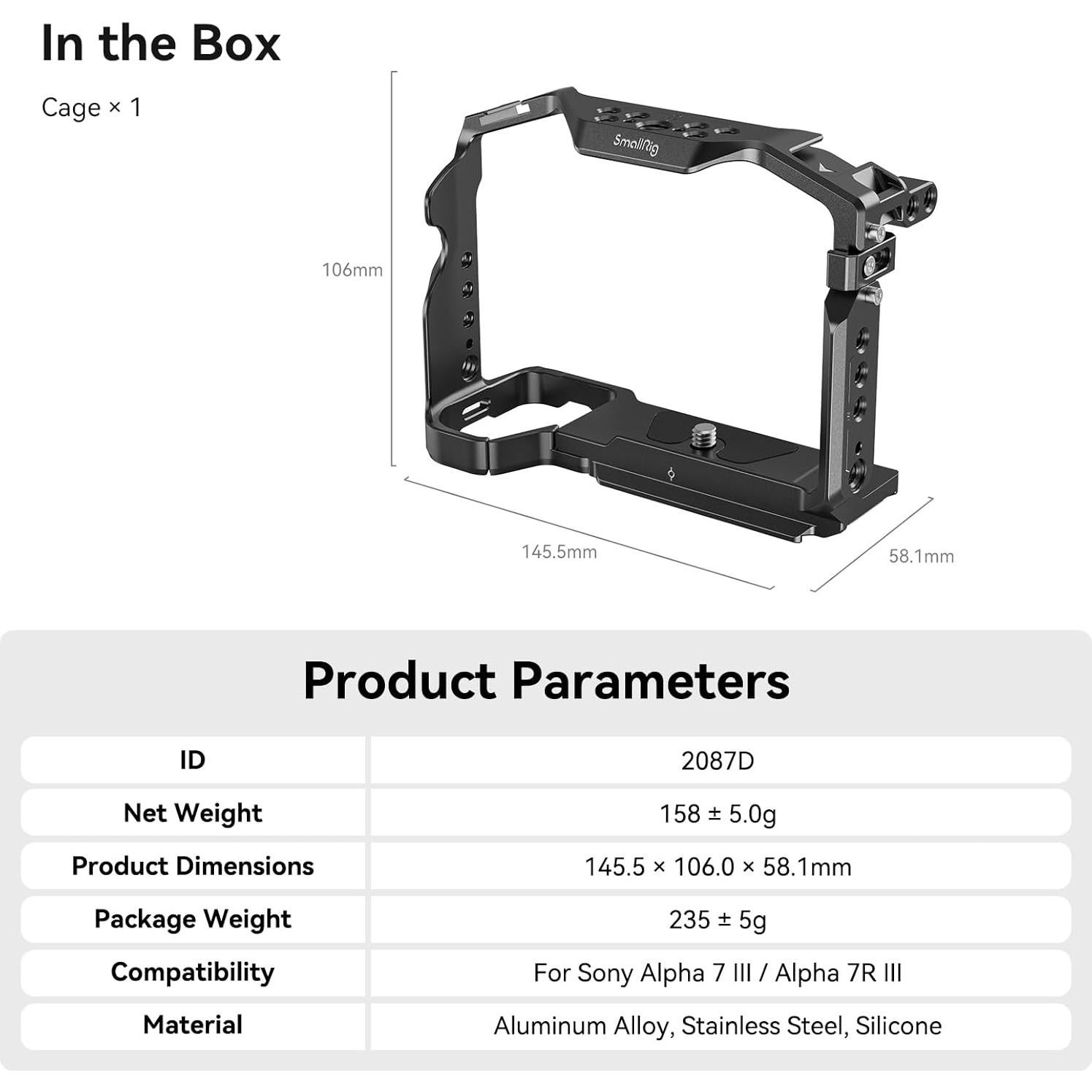 Jaula para Cámara Sony A7RIII A7III A7M3 SmallRig 2087