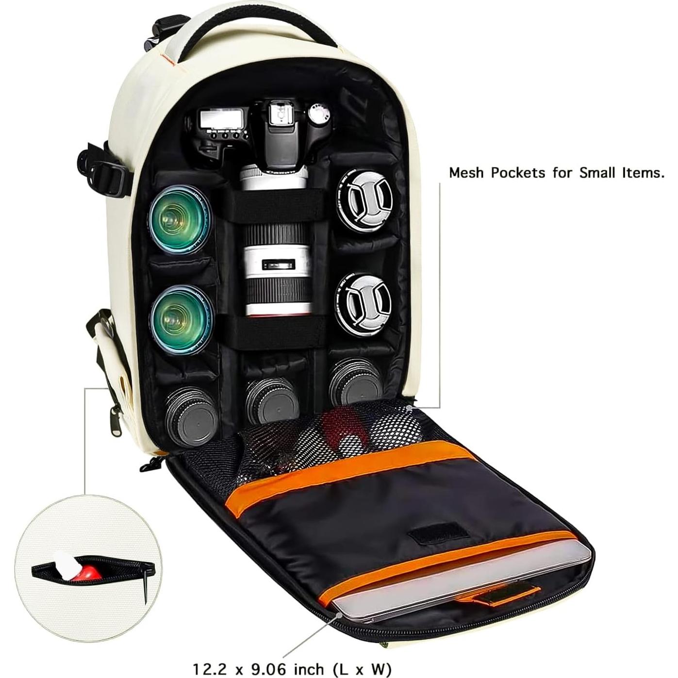 Mochila para Cámara MOSISO Beige DSLR/SR con Compartimentos Acolchados