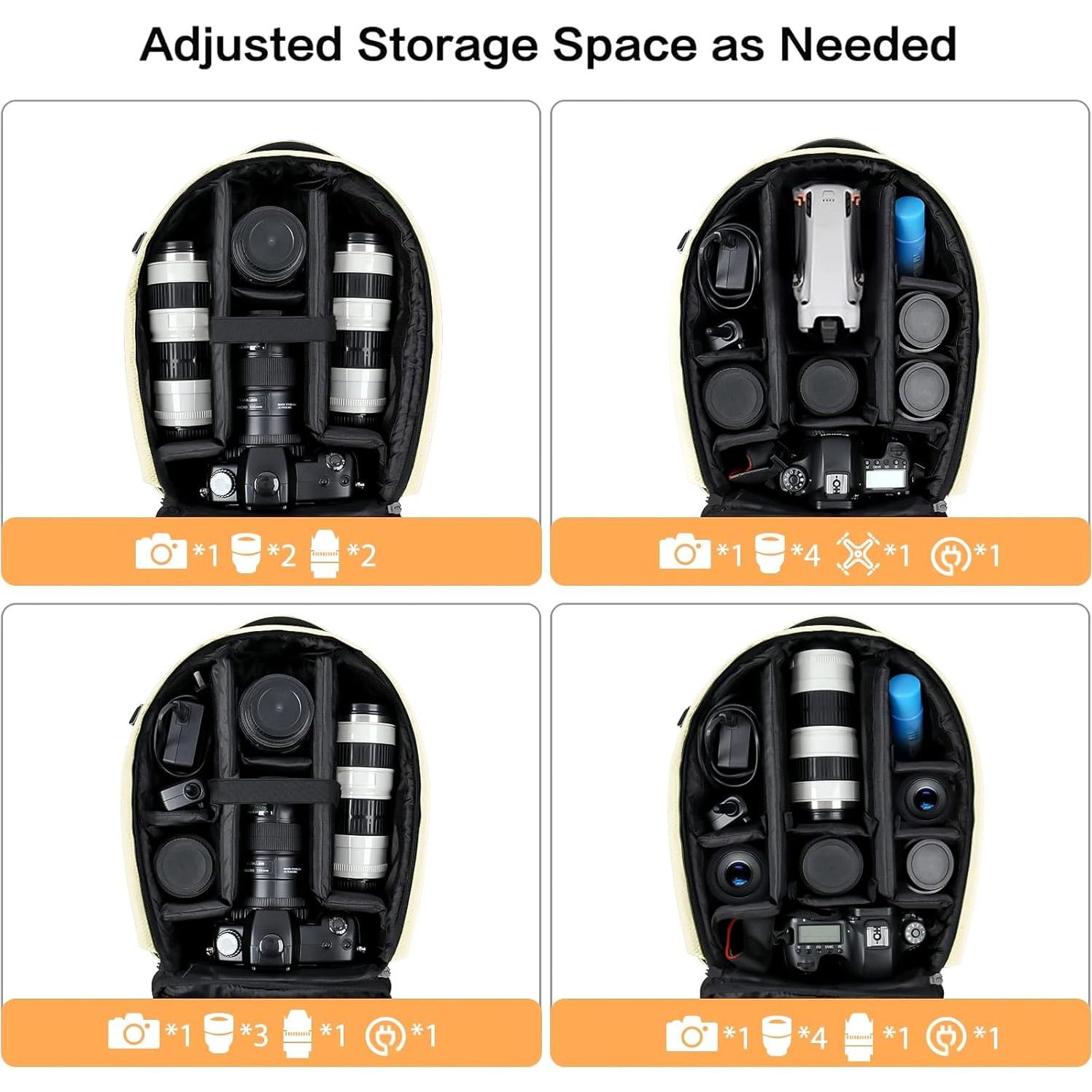 Mochila para Cámara MOSISO Beige DSLR/SR con Compartimentos Acolchados