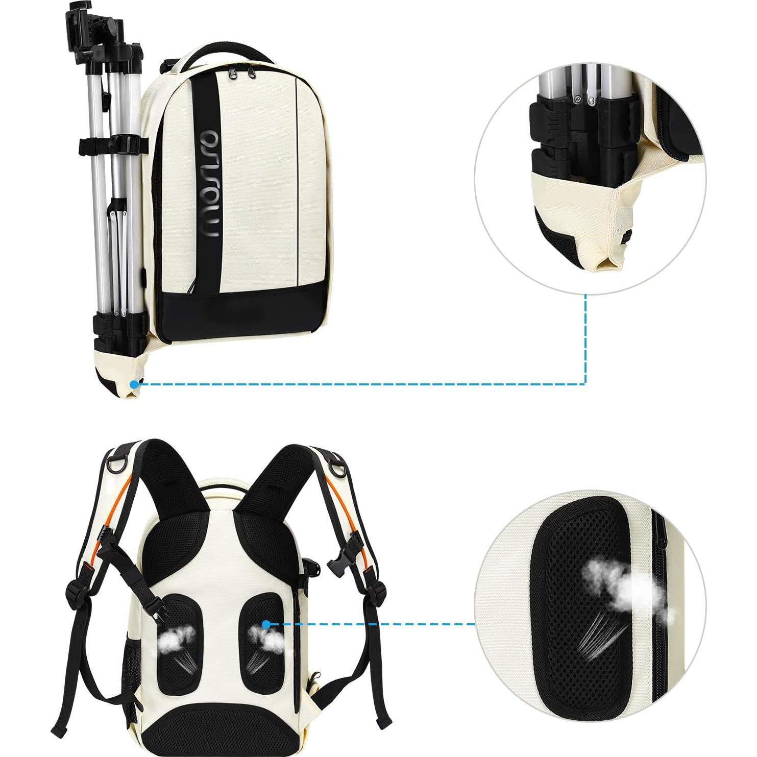 Mochila para Cámara MOSISO Beige DSLR/SR con Compartimentos Acolchados