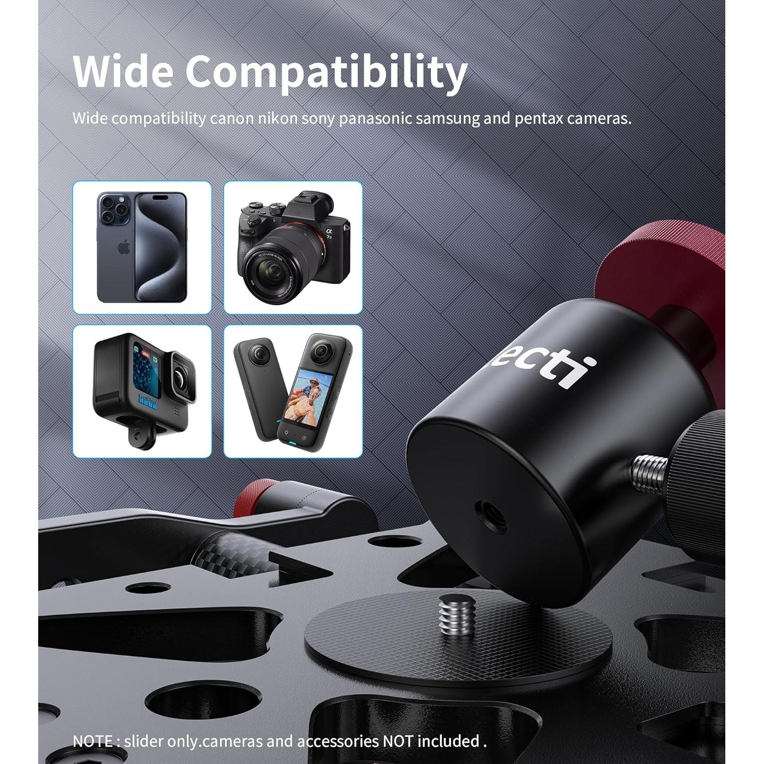 Slider de Cámara Zecti 40 cm Fibra de Carbono Estabilizador