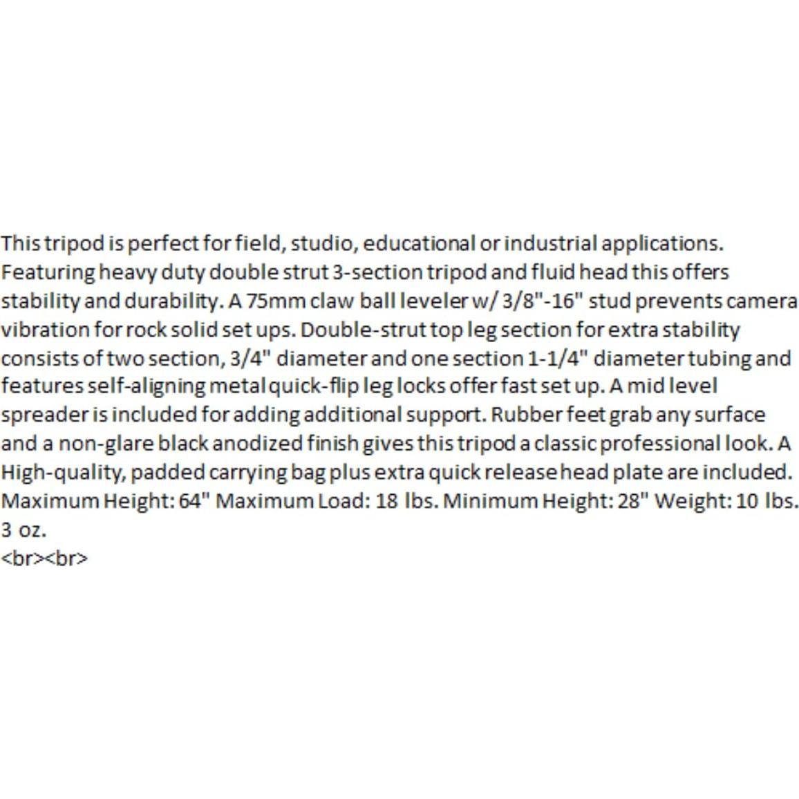 Trípode de Video Davis & Sanford PROVISTA7518B con Cabezal Fluido