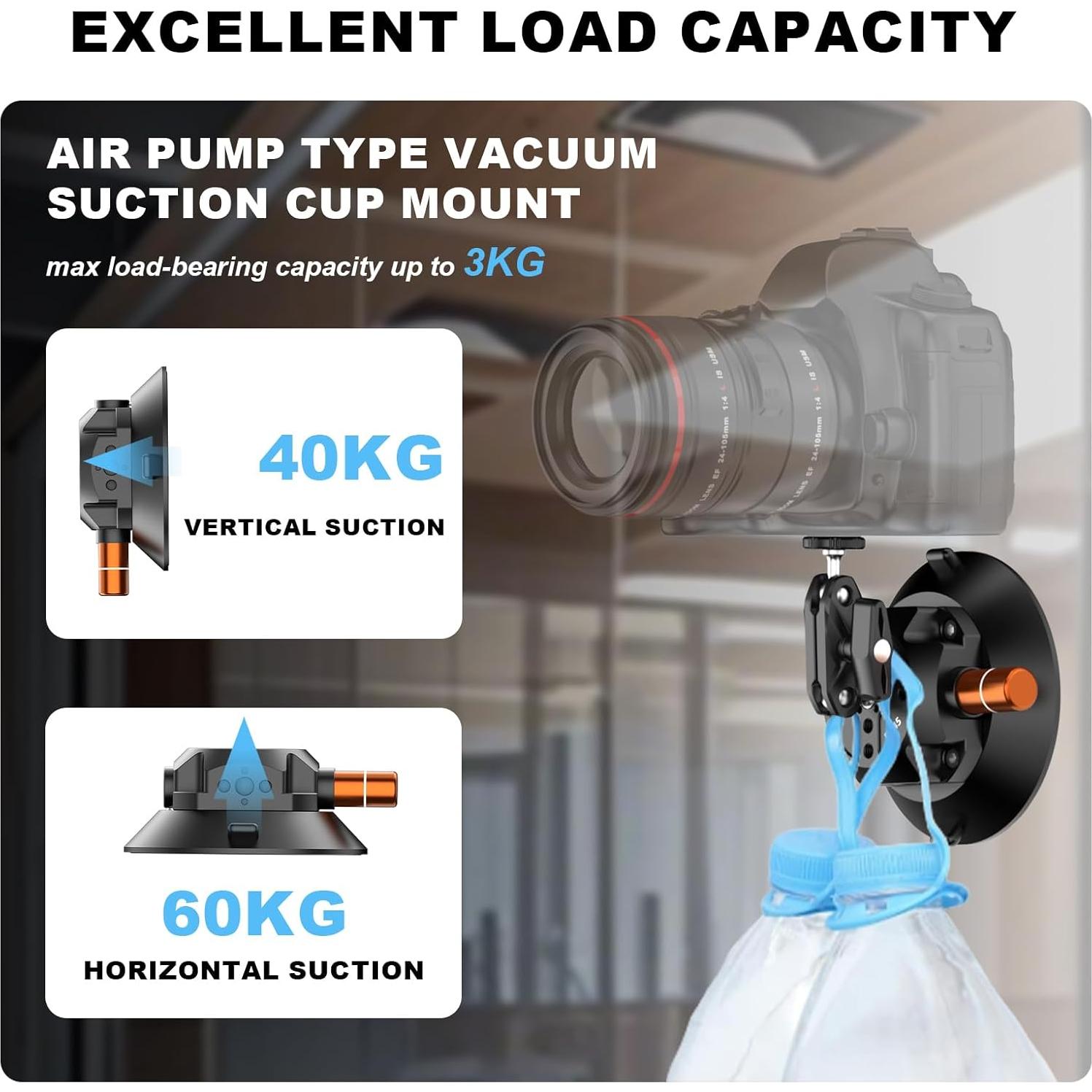 Soporte de cámara con ventosa COMAN DP3045 4.5" para coche