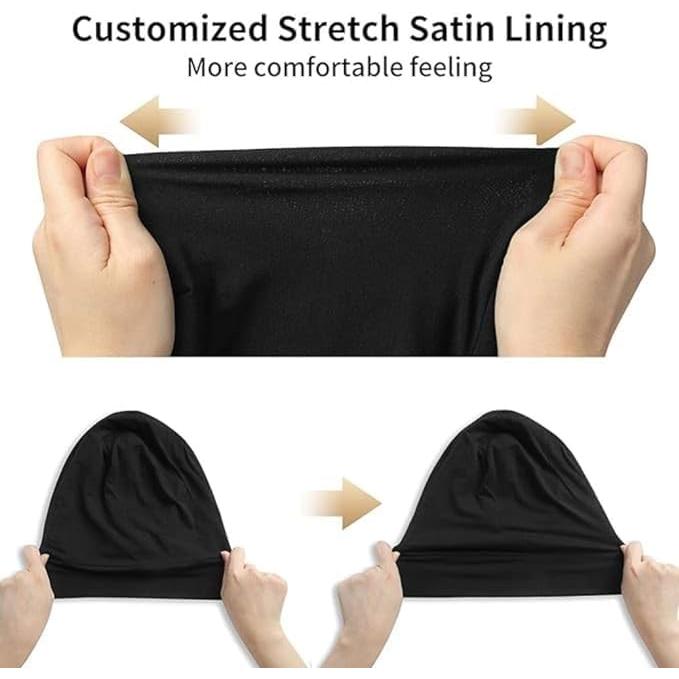 Gorro de Satén Ajustable para Cabello Frizz - Negro