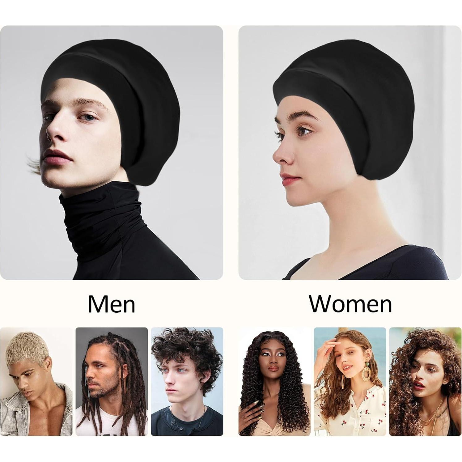 Gorro de Satén Ajustable para Cabello Frizz - Negro