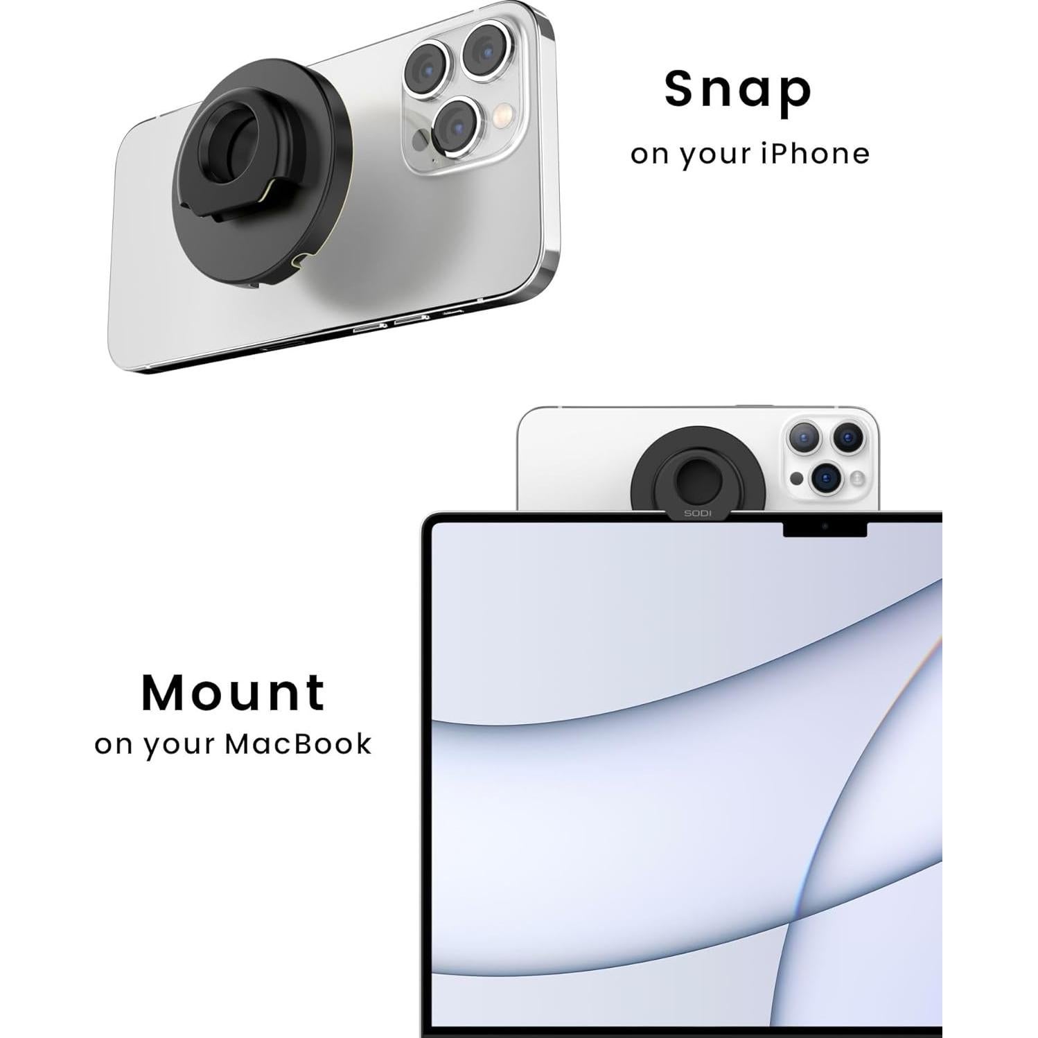 Soporte de Webcam SODI Plegable para iPhone y MacBook - Negro