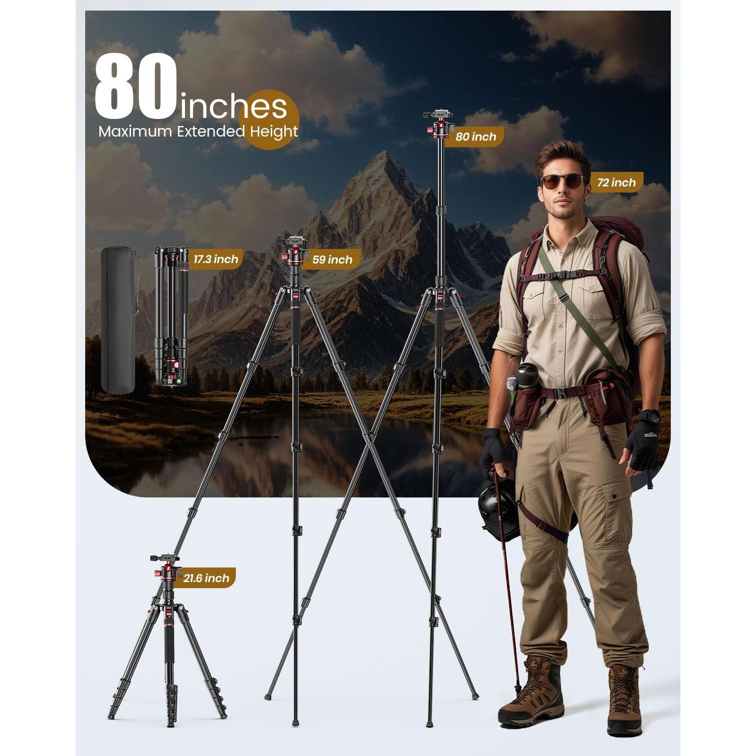 Trípode CAMBOFOTO TM265A 80" Aluminio 15kg Cabeza de Bola