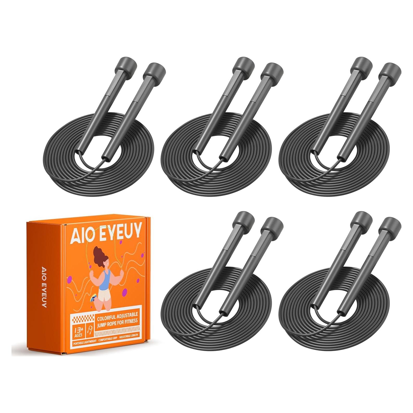 Paquete de 5 cuerdas para saltar AIO EYEUY ajustables 2.74m