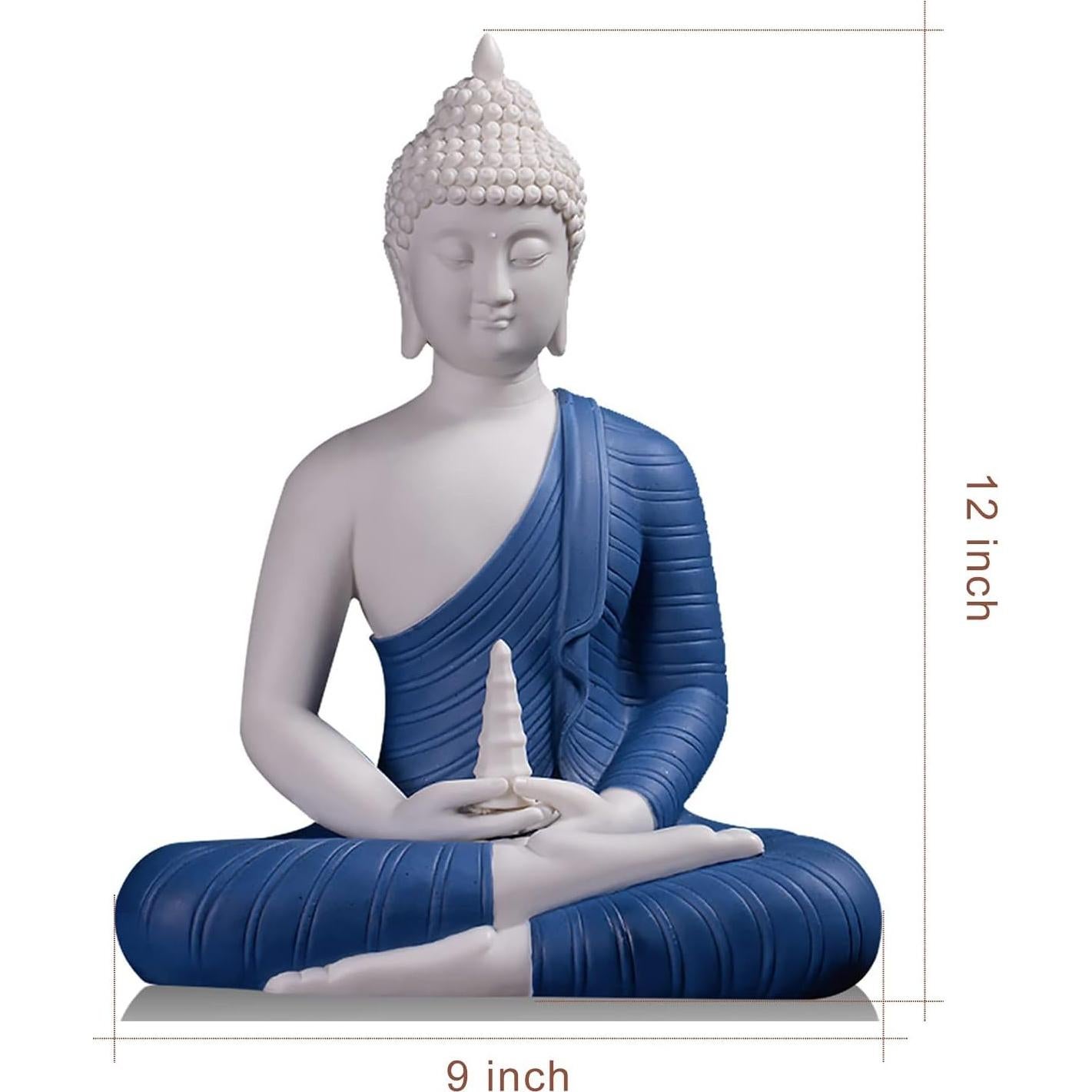 Estatua de Buda de Cerámica 30 cm Azul - Decoración Hogar