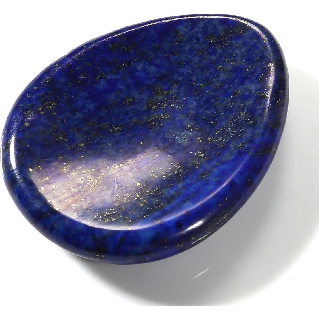 CrystalTears 4 PCS Thumb Worry Stone-Amethyst Rose Quartz Lapis Lazuli Tiger's Eye Healing Crystal Pocket Palm Stone