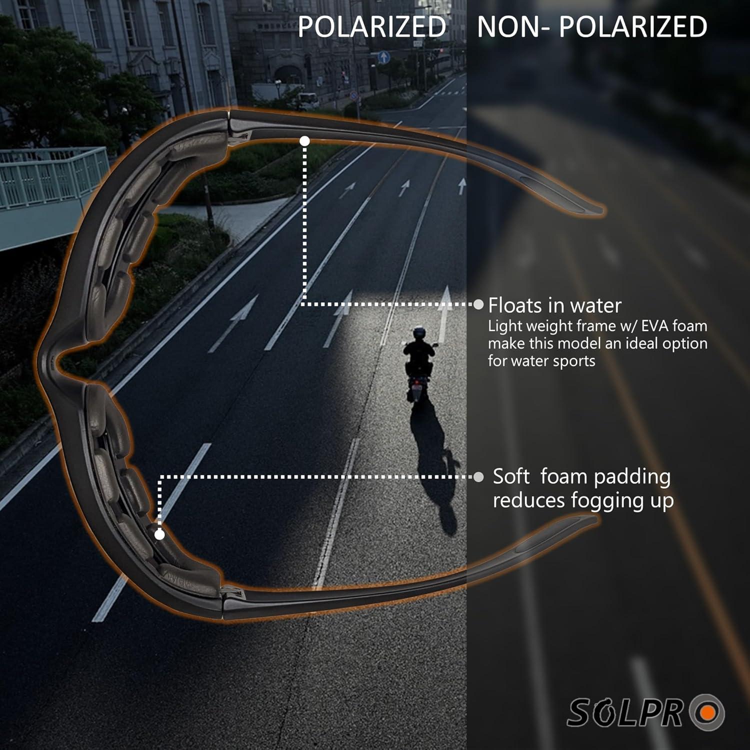 Gafas de Motocicleta Polarizadas TR90 Flotantes con Espuma EVA