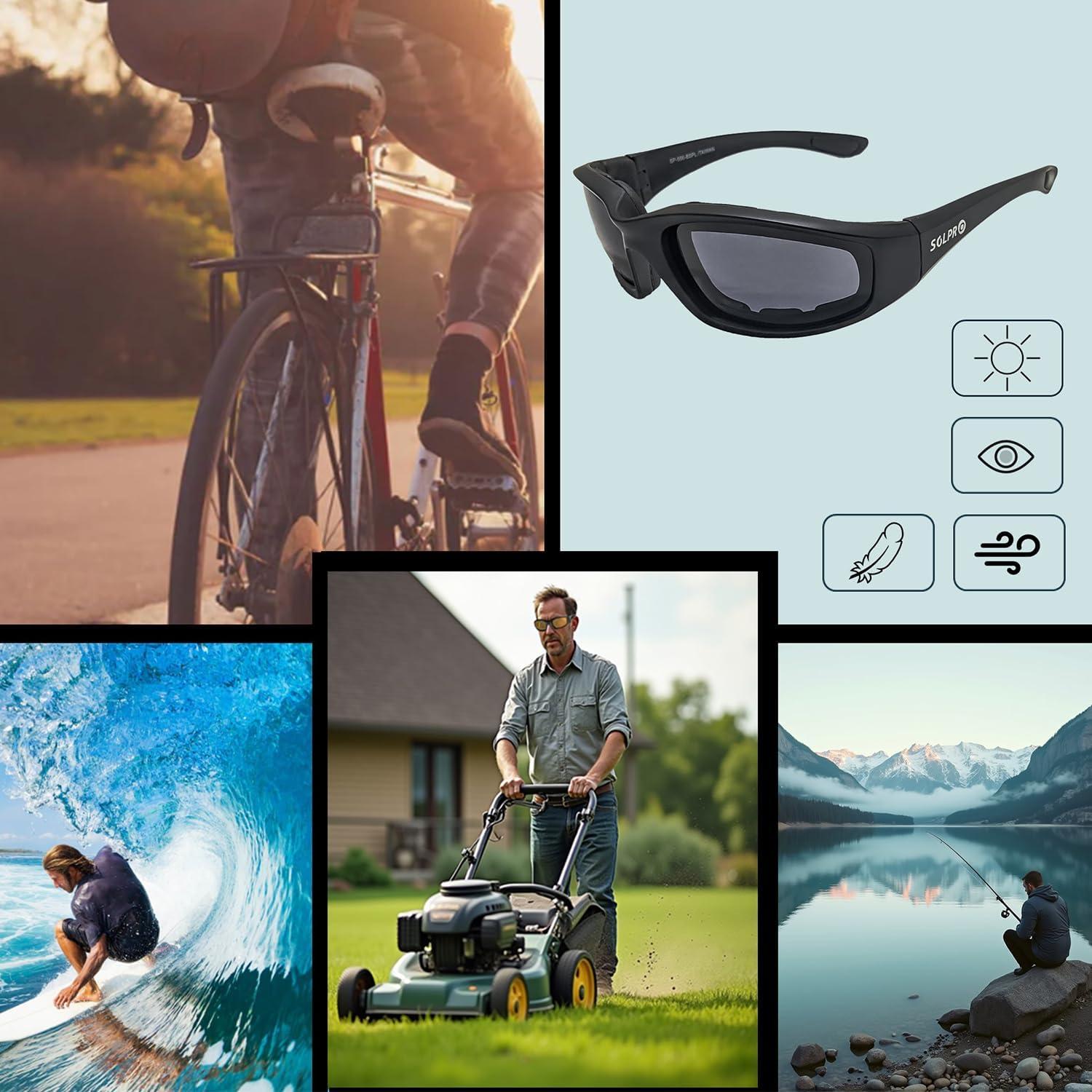 Gafas de Motocicleta Polarizadas TR90 Flotantes con Espuma EVA