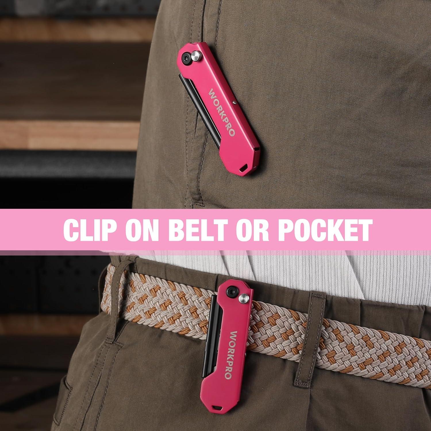 Cuchillo Utilitario Plegable WORKPRO 2 Piezas con 10 Cuchillas