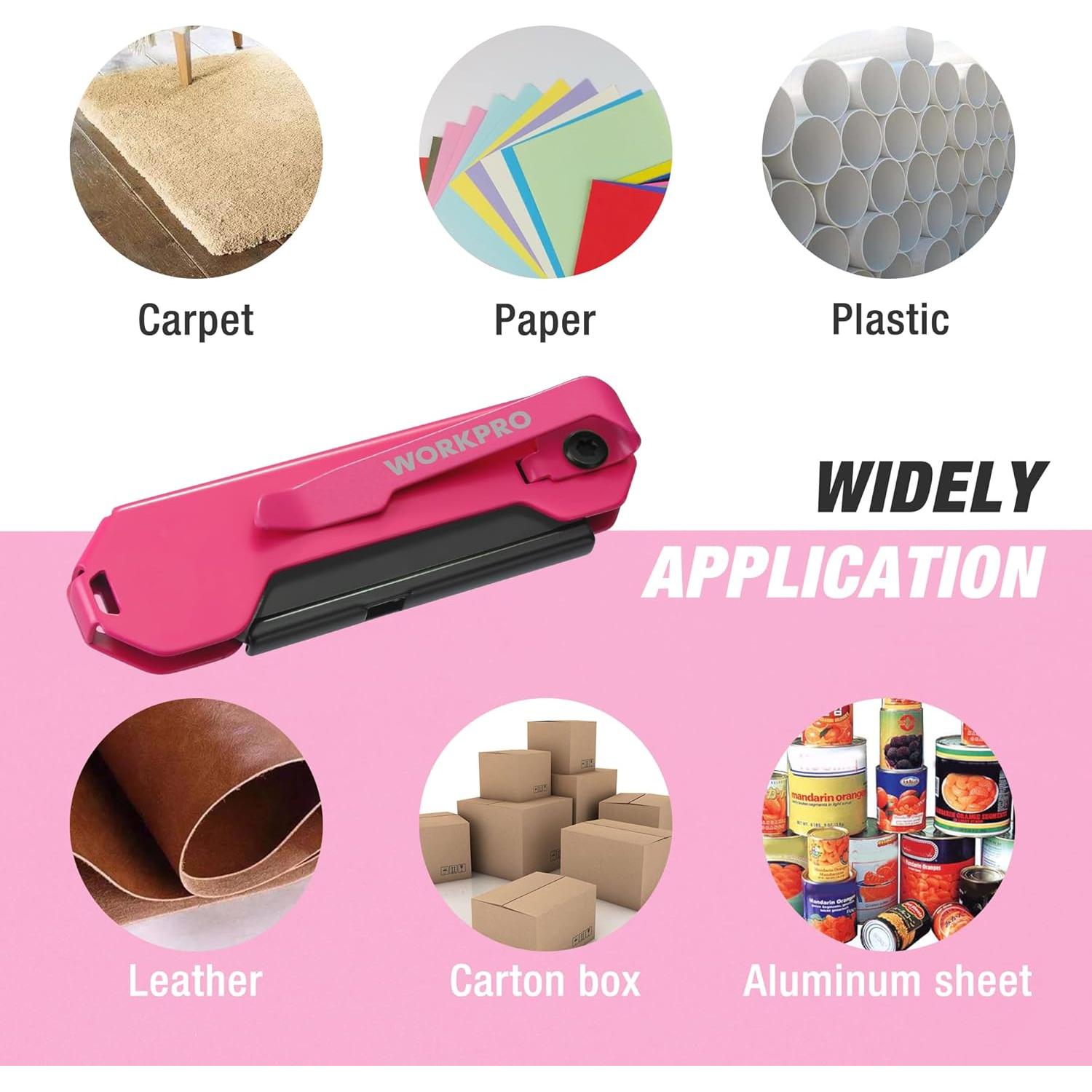 Cuchillo Utilitario Plegable WORKPRO 2 Piezas con 10 Cuchillas