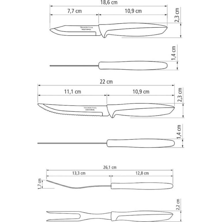 Juego de cuchillos de cocina Tramontina Plenus 6 piezas acero inoxidable