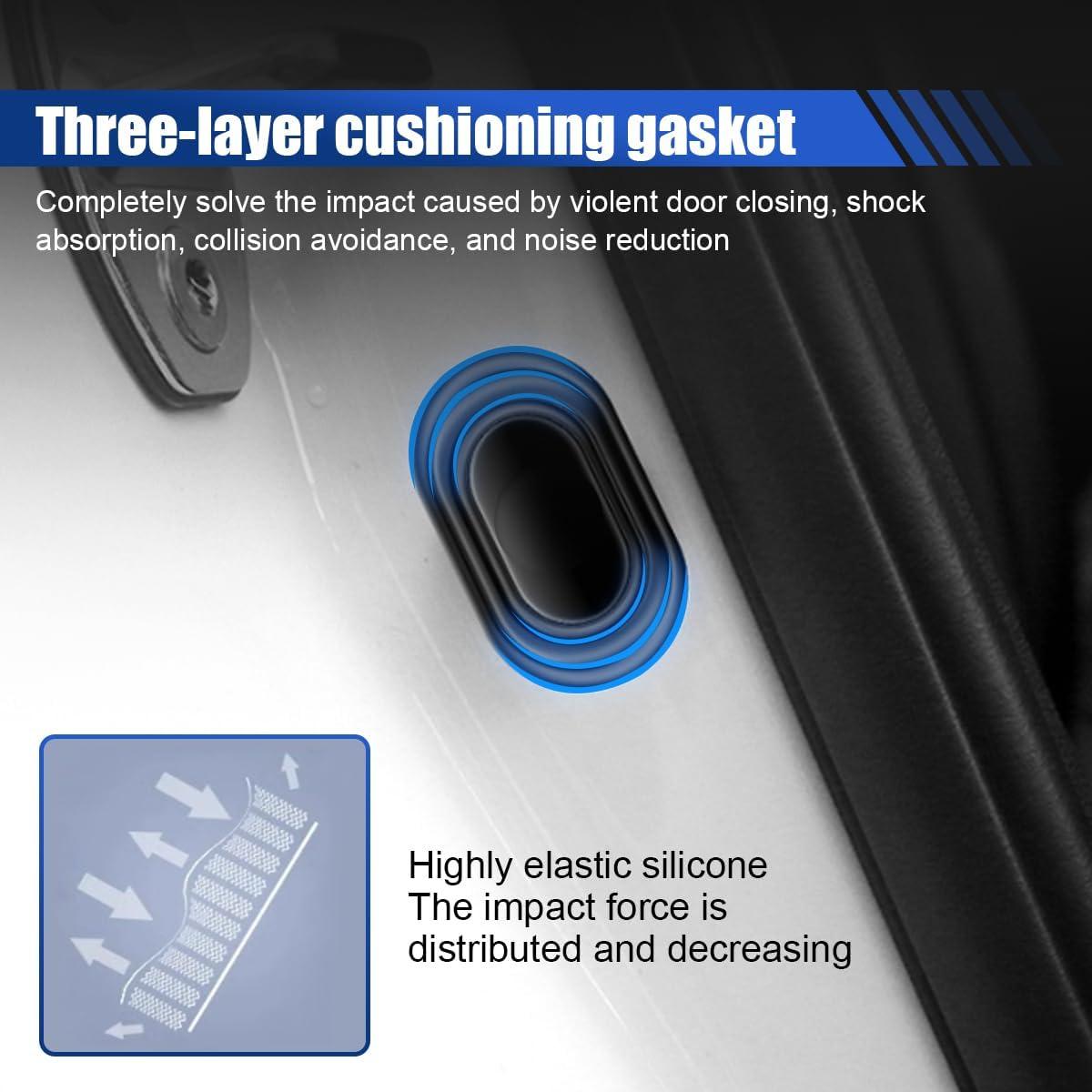 8PCS Car Door Shock Absorber- Silicone Anti-Collision Soundproof Crash Pad Car Door Slam Stopper- Self Adhesive Buffer Pad Auto Bumper Side Doors Protection Sticker for Cars SUV Truck (8PCS)