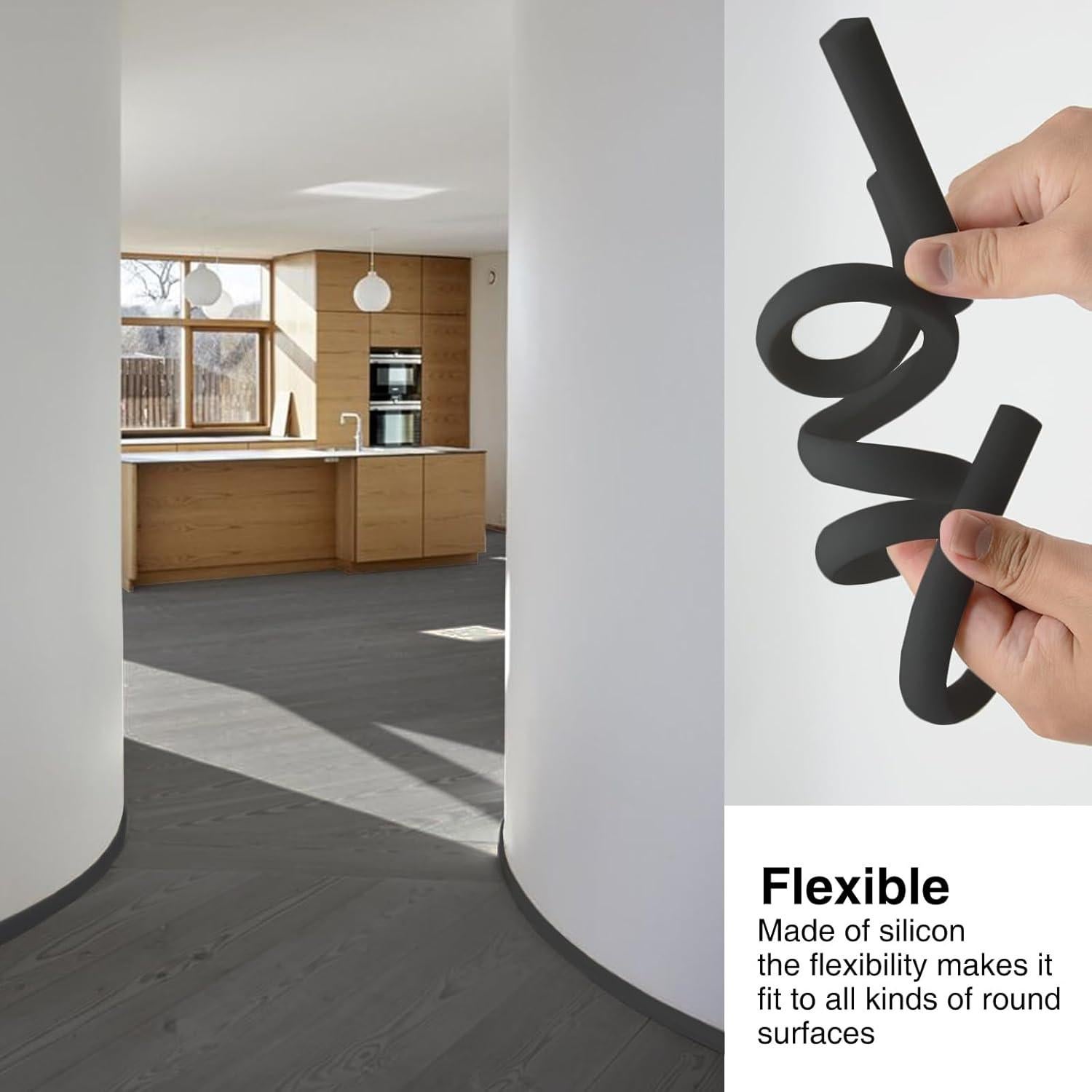 Moldura Flexible de Silicona VLKAVIVA 150 cm Negra Autoadhesiva