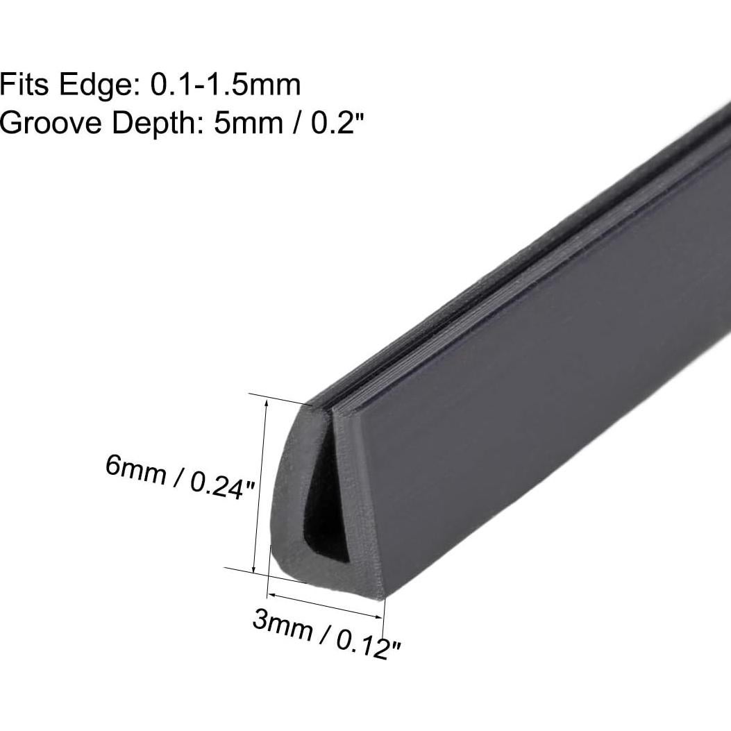 Protector de Bisel U de Silicona Negra uxcell 1M x 3mm x 6mm