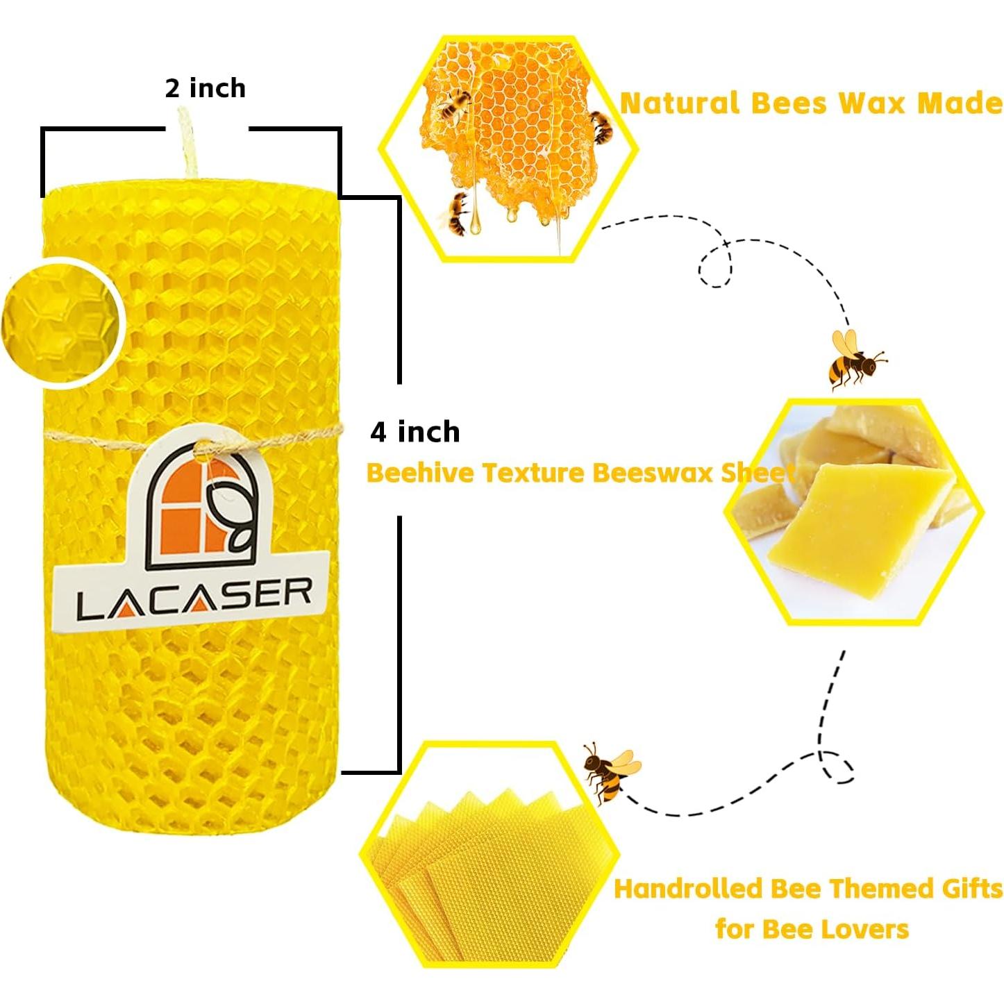 Velas de Cera de Abeja Lacaser 4 Piezas 5x10cm Amarillo