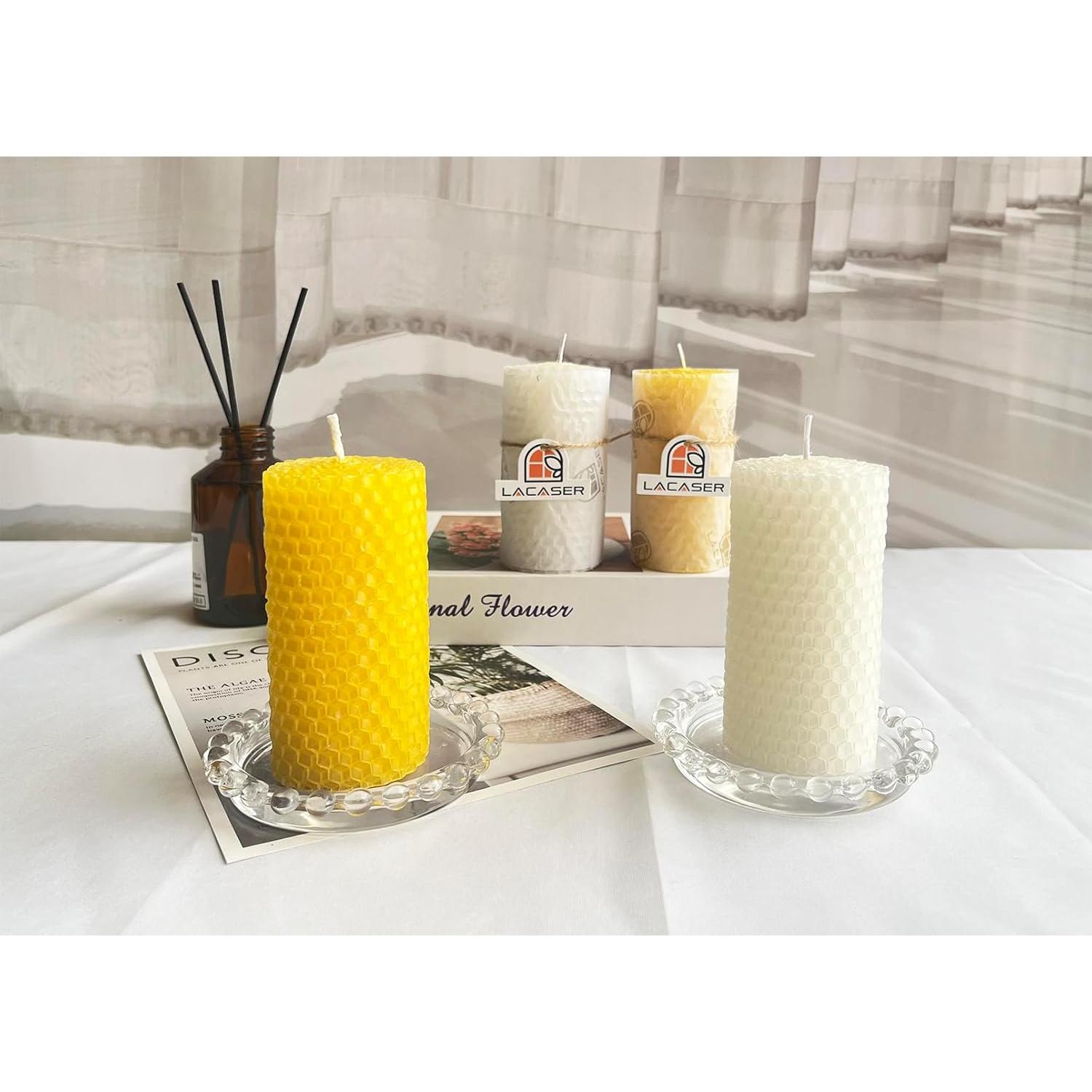 Velas de Cera de Abeja Lacaser 4 Piezas 5x10cm Amarillo