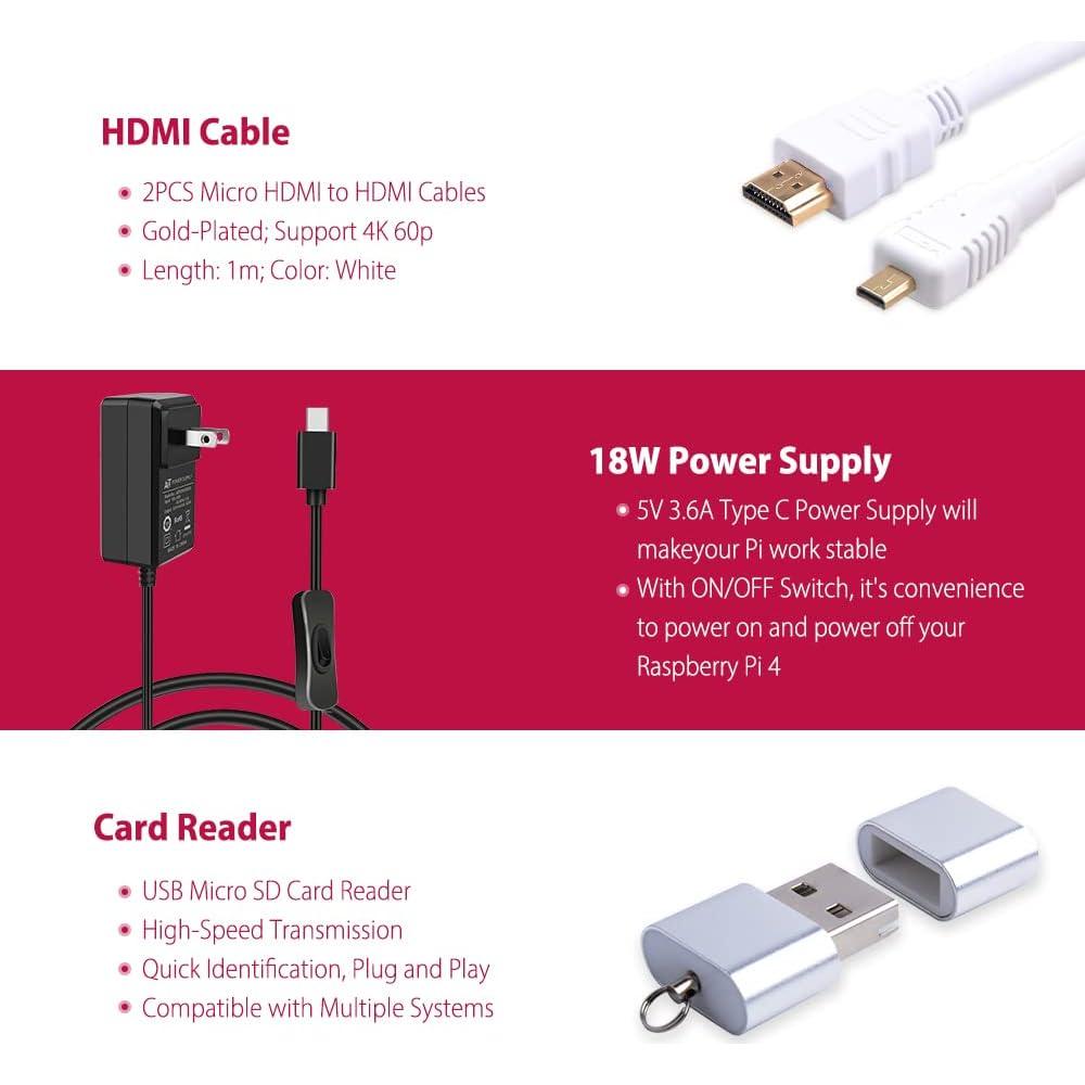 Kit de Inicio GeeekPi para Raspberry Pi 4B 8GB - 128GB SD