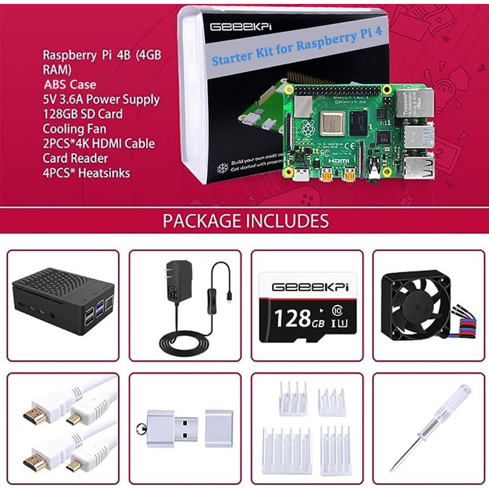 Kit de Inicio GeeekPi para Raspberry Pi 4B 8GB - 128GB SD
