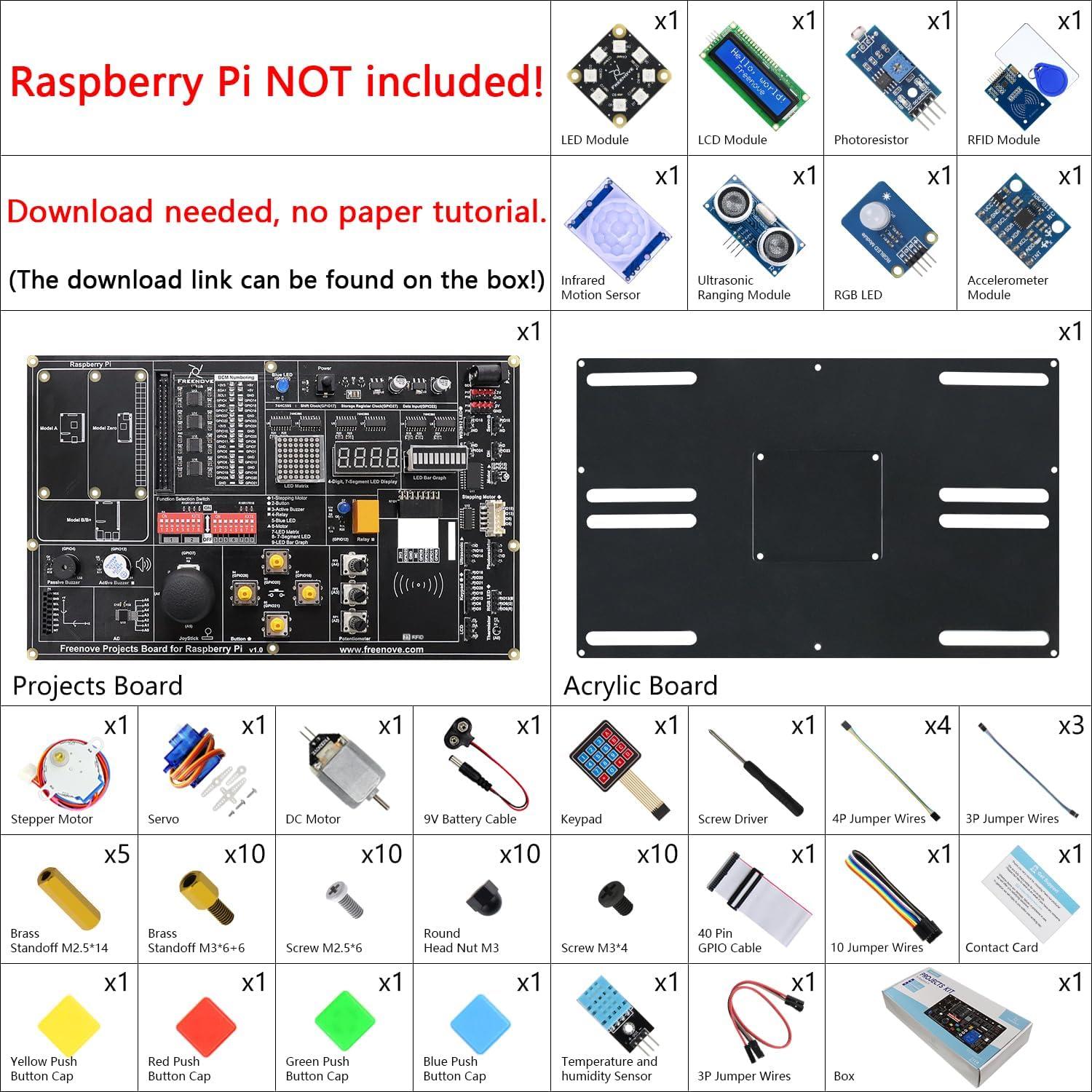 Kit de Proyectos FREENOVE para Raspberry Pi 5 y 400, 132 Proyectos