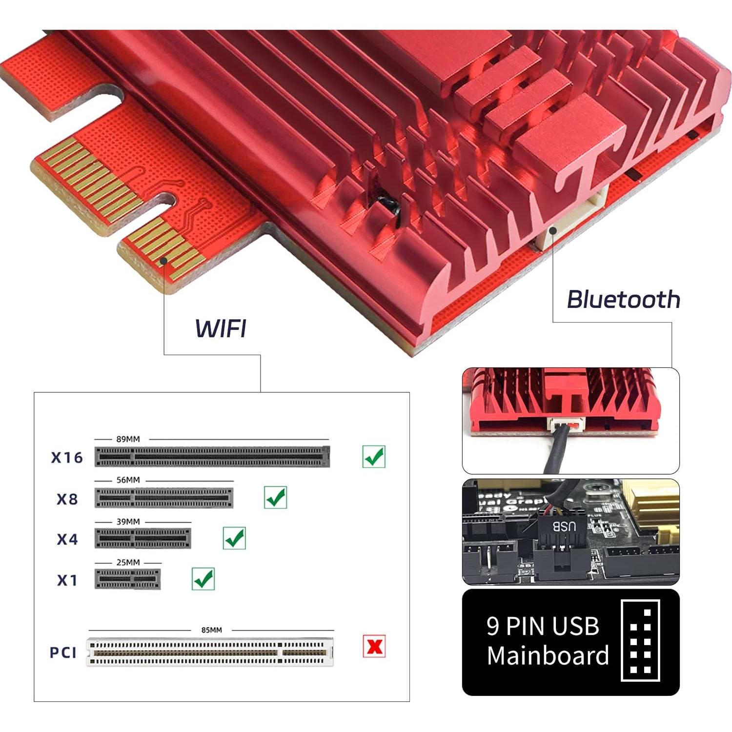 Tarjeta WiFi 6E QFly AX210 5400Mbps PCIe Bluetooth 5.3
