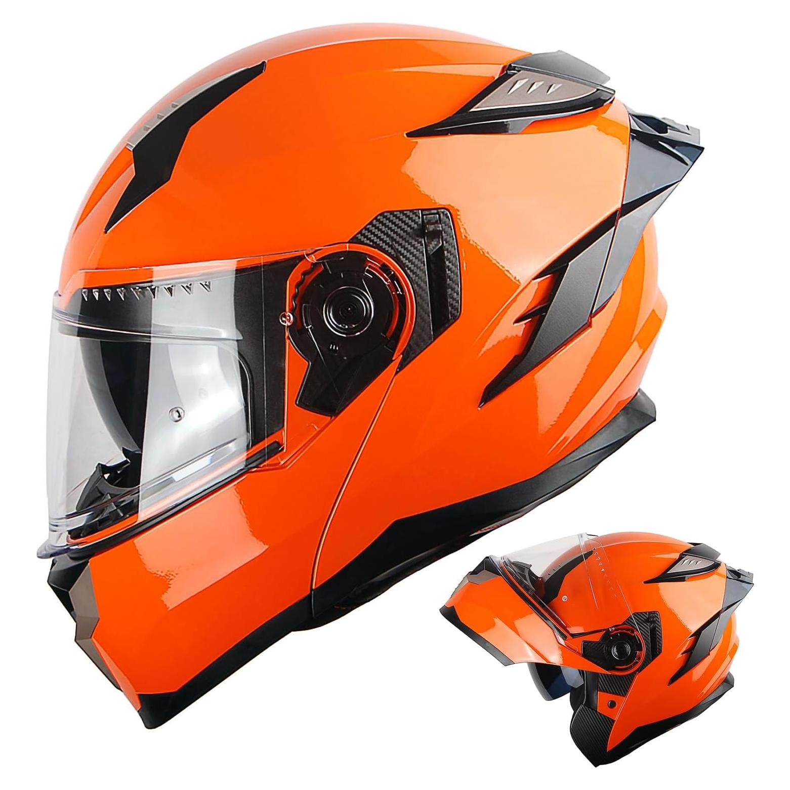 Casco Modular 1Storm HJA119 Doble Lente Naranja Brillante
