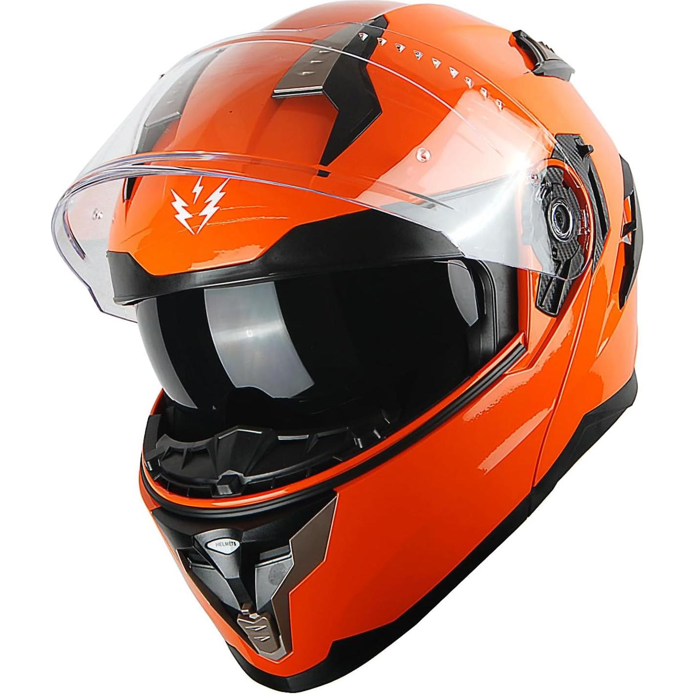 Casco Modular 1Storm HJA119 Doble Lente Naranja Brillante