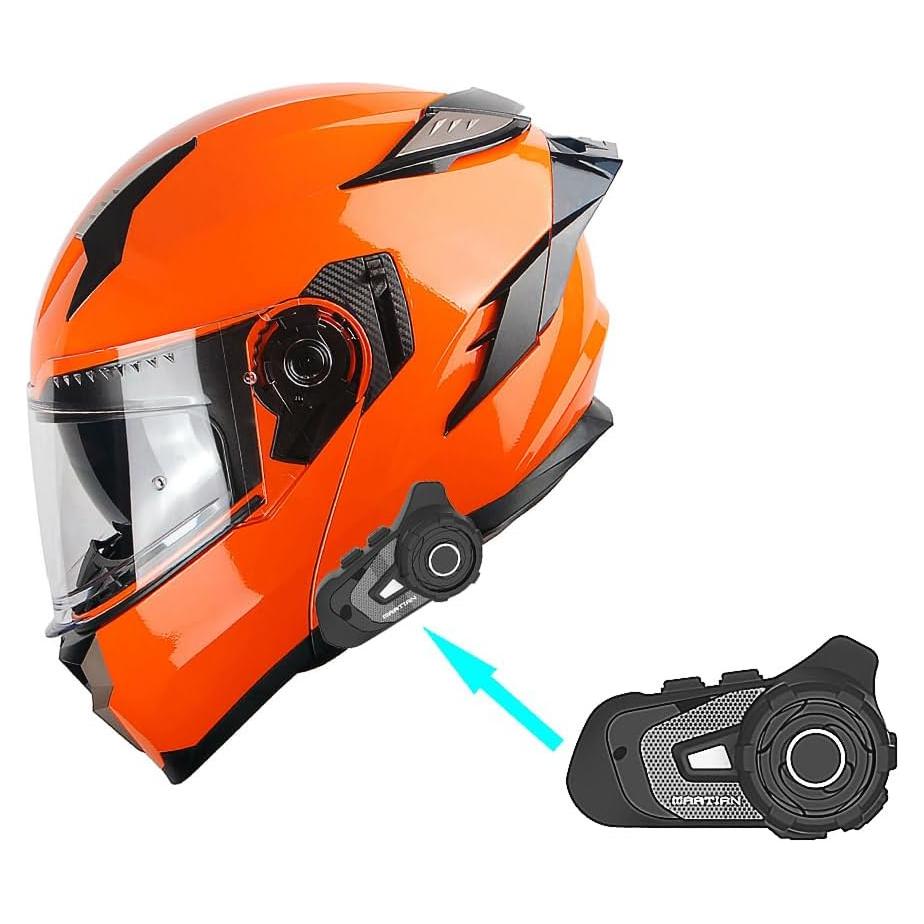Casco Modular 1Storm HJA119 para Motocicleta XL Naranja Bluetooth
