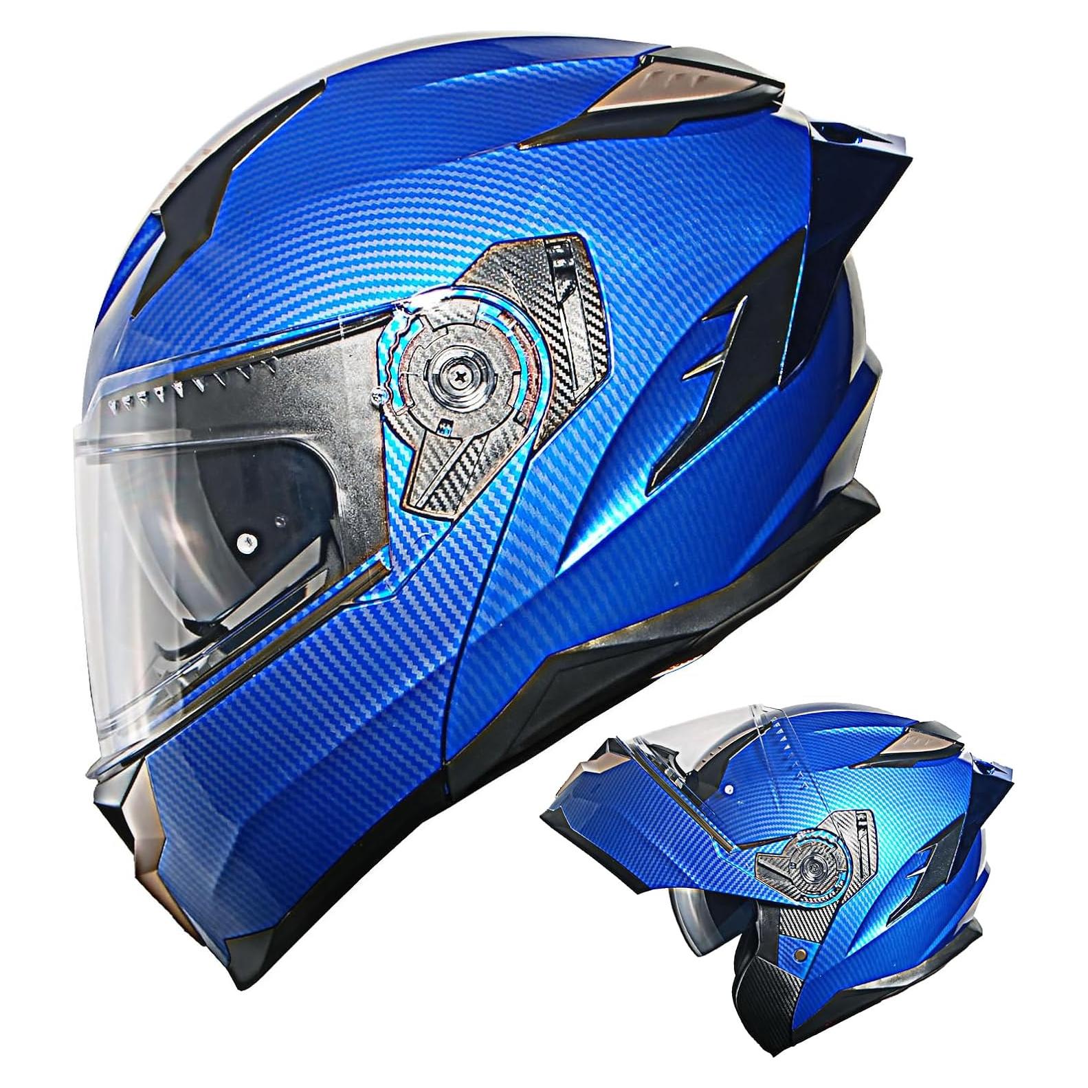 Casco Modular 1Storm HJA119 Adulto Fibra Carbono Azul