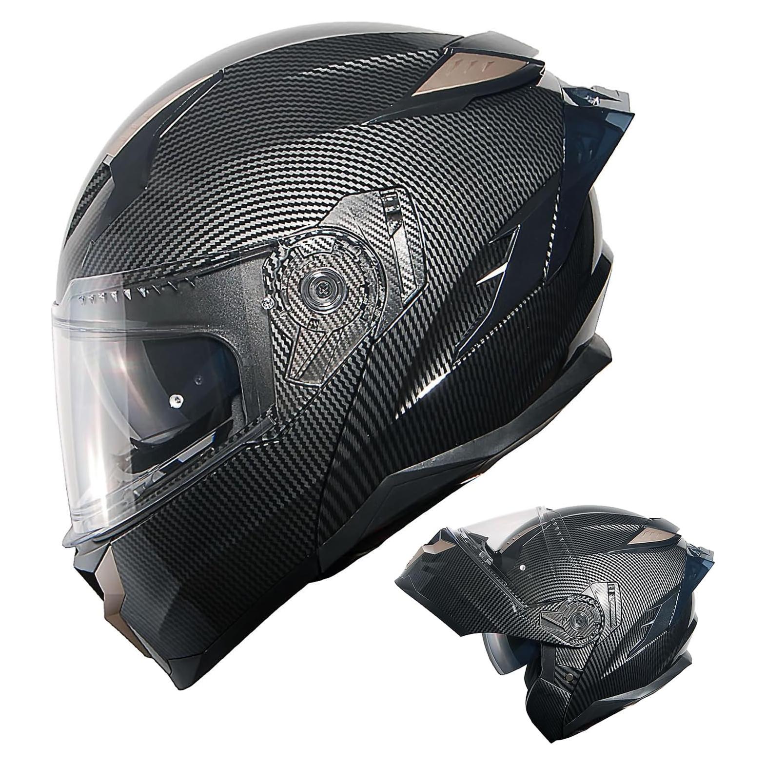 Casco Modular 1Storm HJA119 XL Fibra Carbono Antivaho
