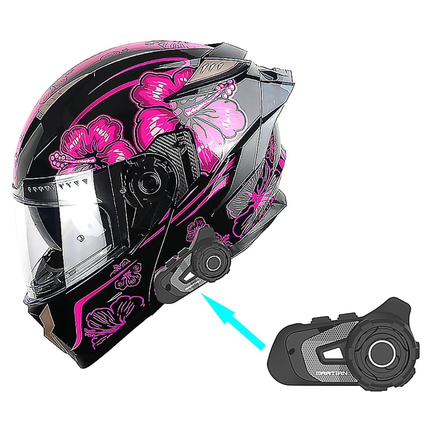 Casco Modular 1Storm HJA119 para Motocicleta S Flor Púrpura